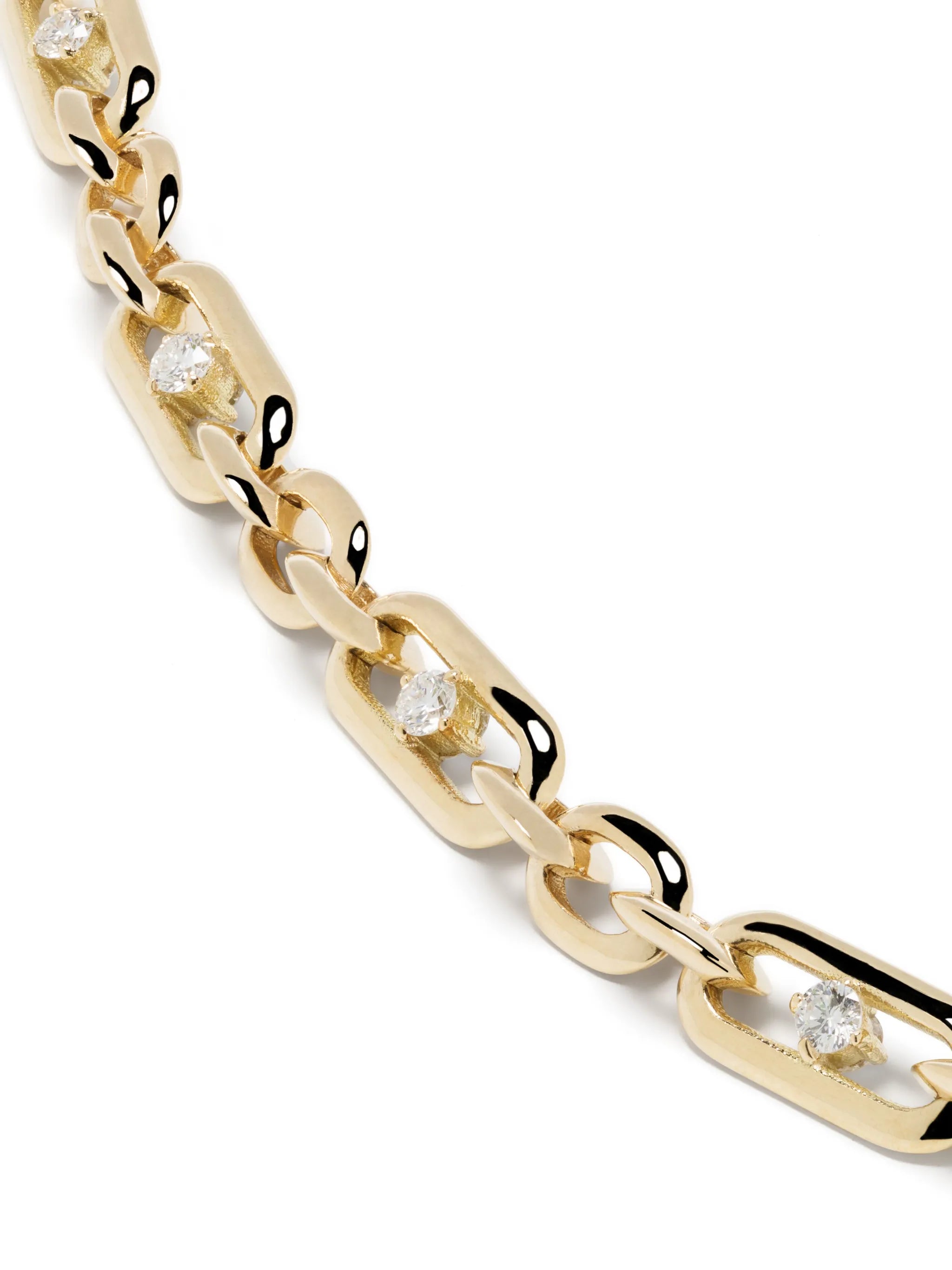18kt yellow gold diamond figaro-chain necklace