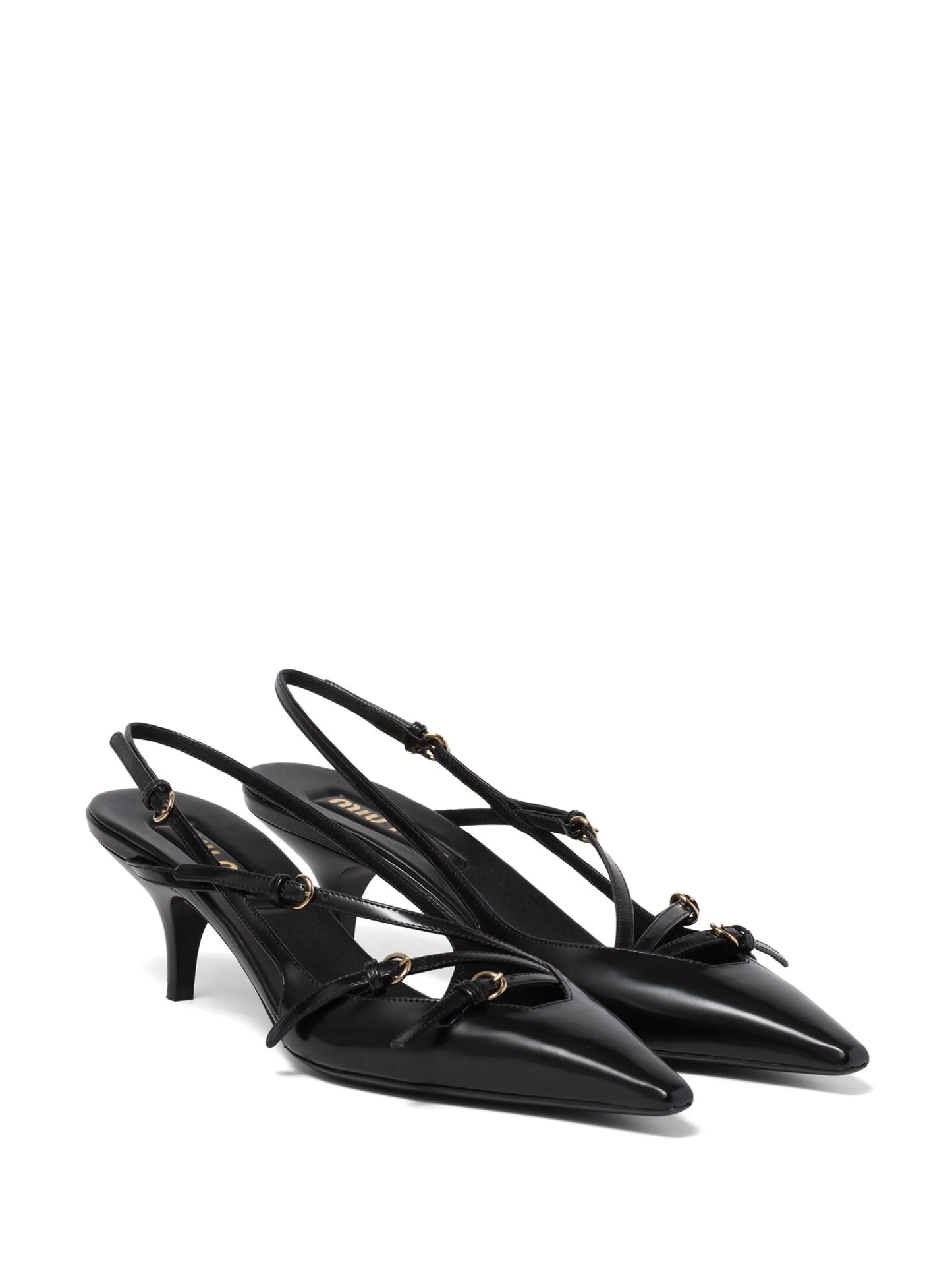 55mm buckle-embellished slingblack pumps
