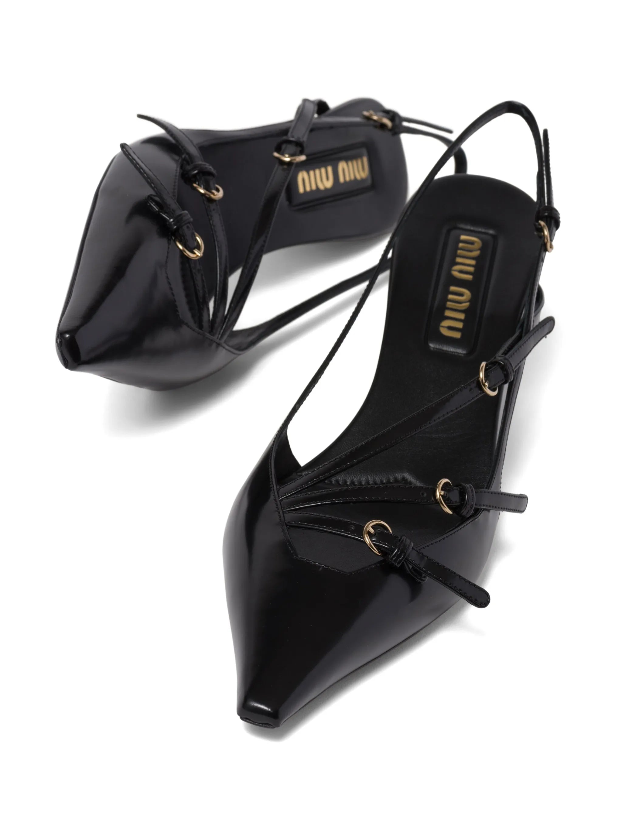 55mm buckle-embellished slingblack pumps