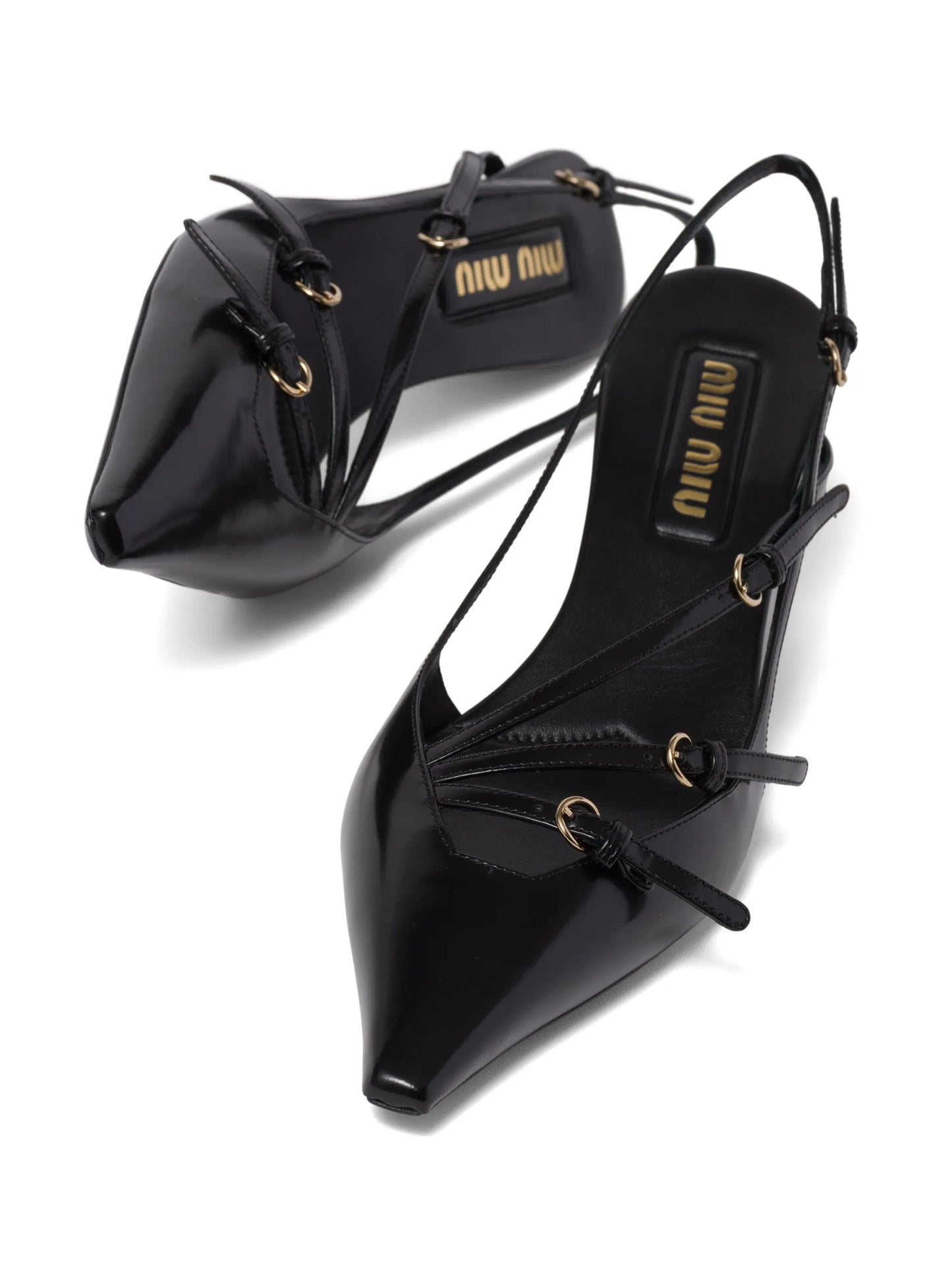 55mm buckle-embellished slingblack pumps