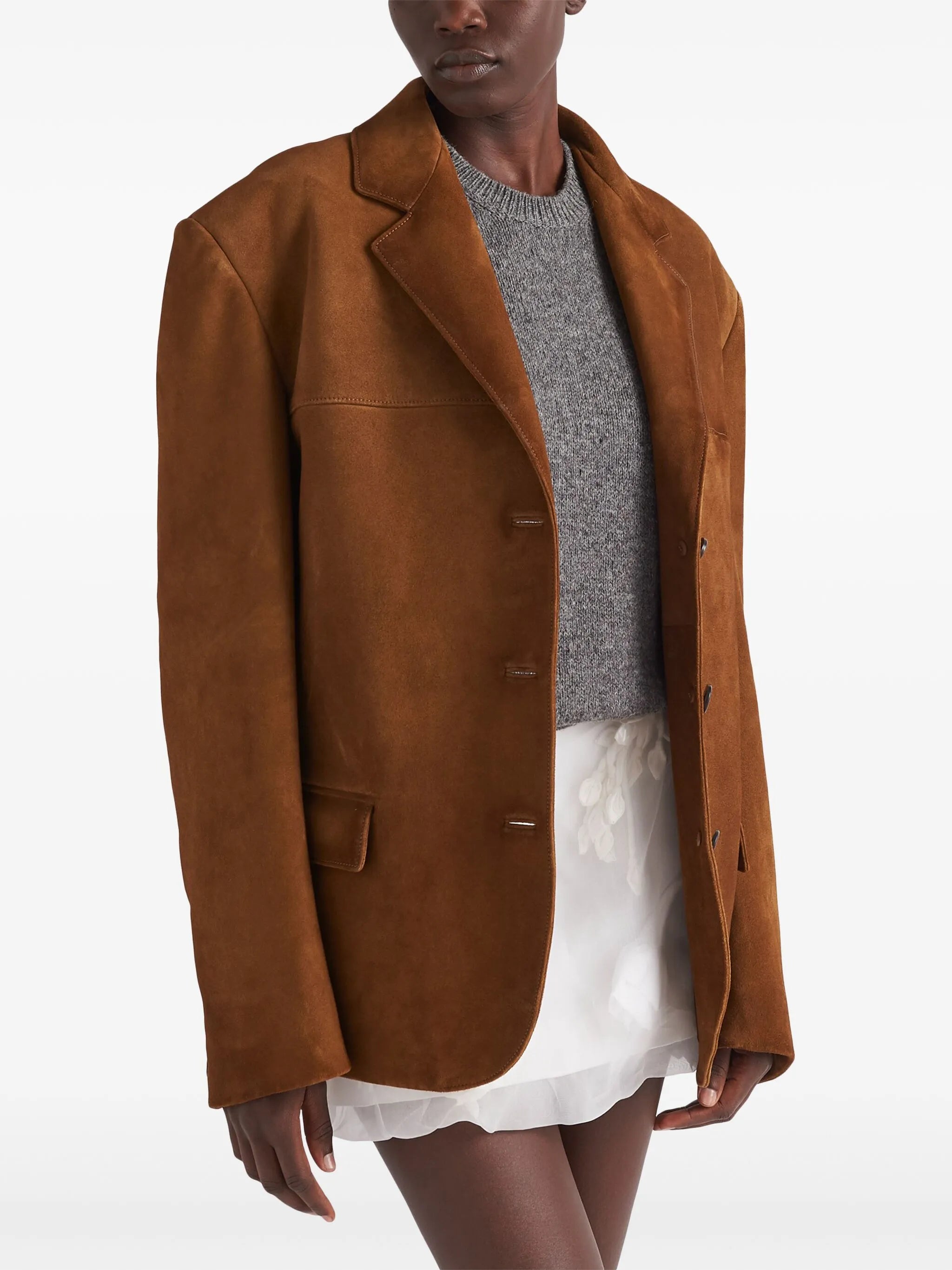 single-breasted suede blazer