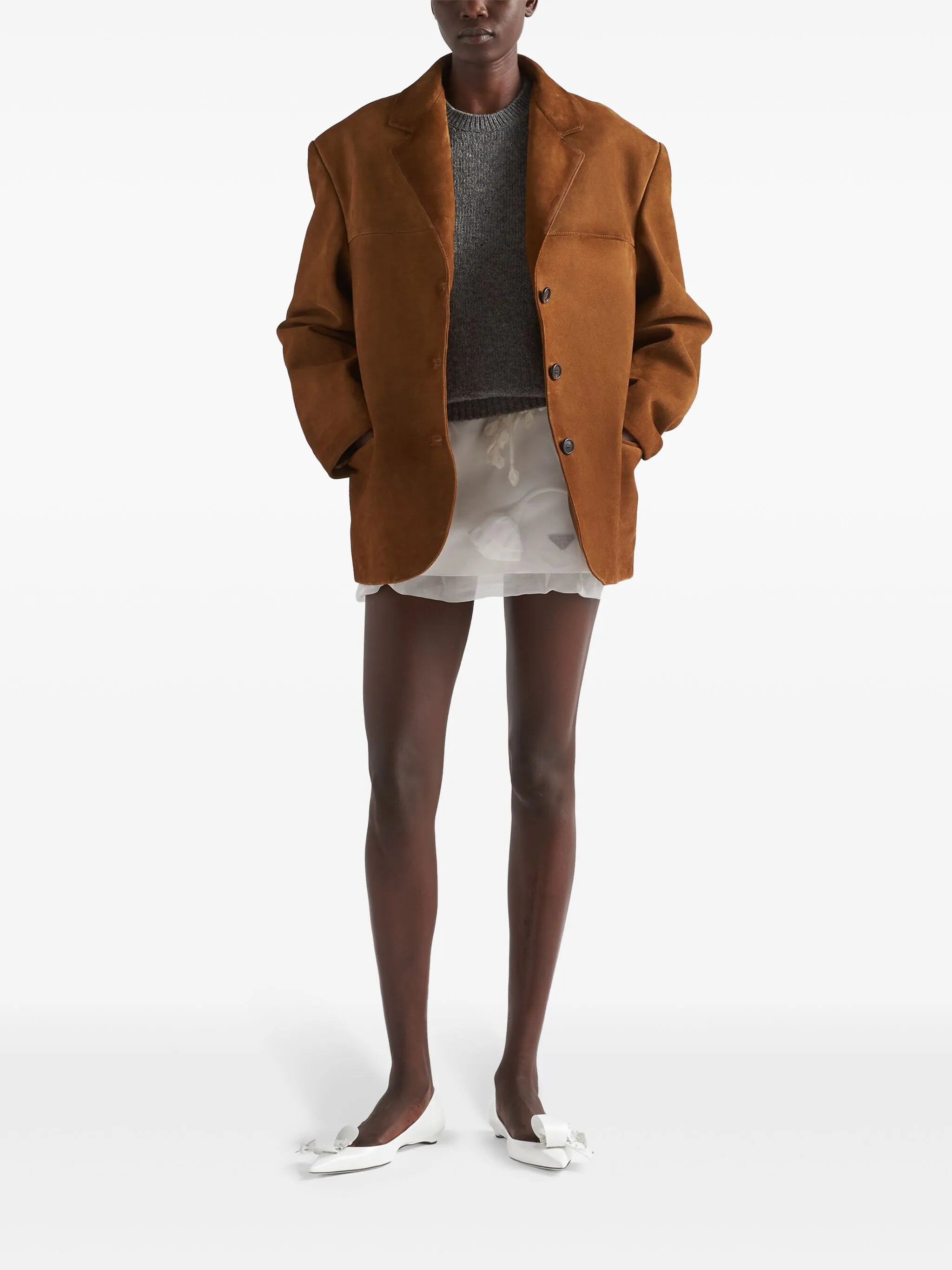 single-breasted suede blazer