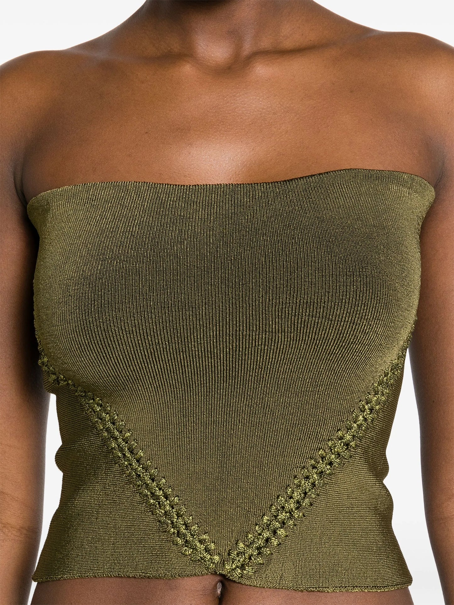 braid-detail ribbed tube top