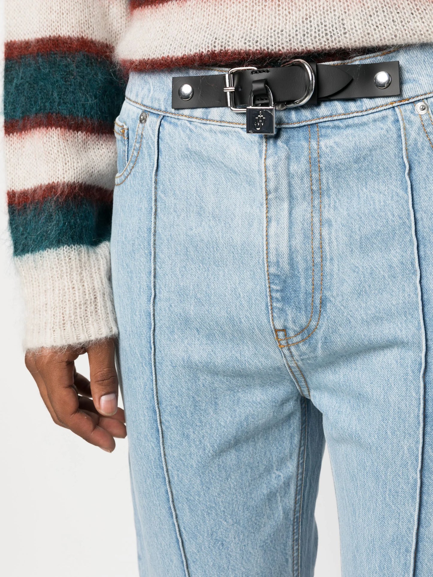 padlock-detail straight-leg jeans