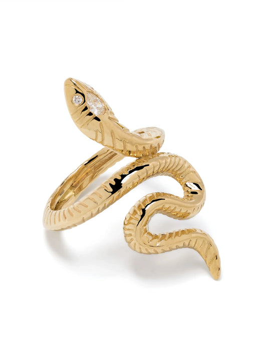 18kt yellow gold Teardrop Head Snake diamond ring