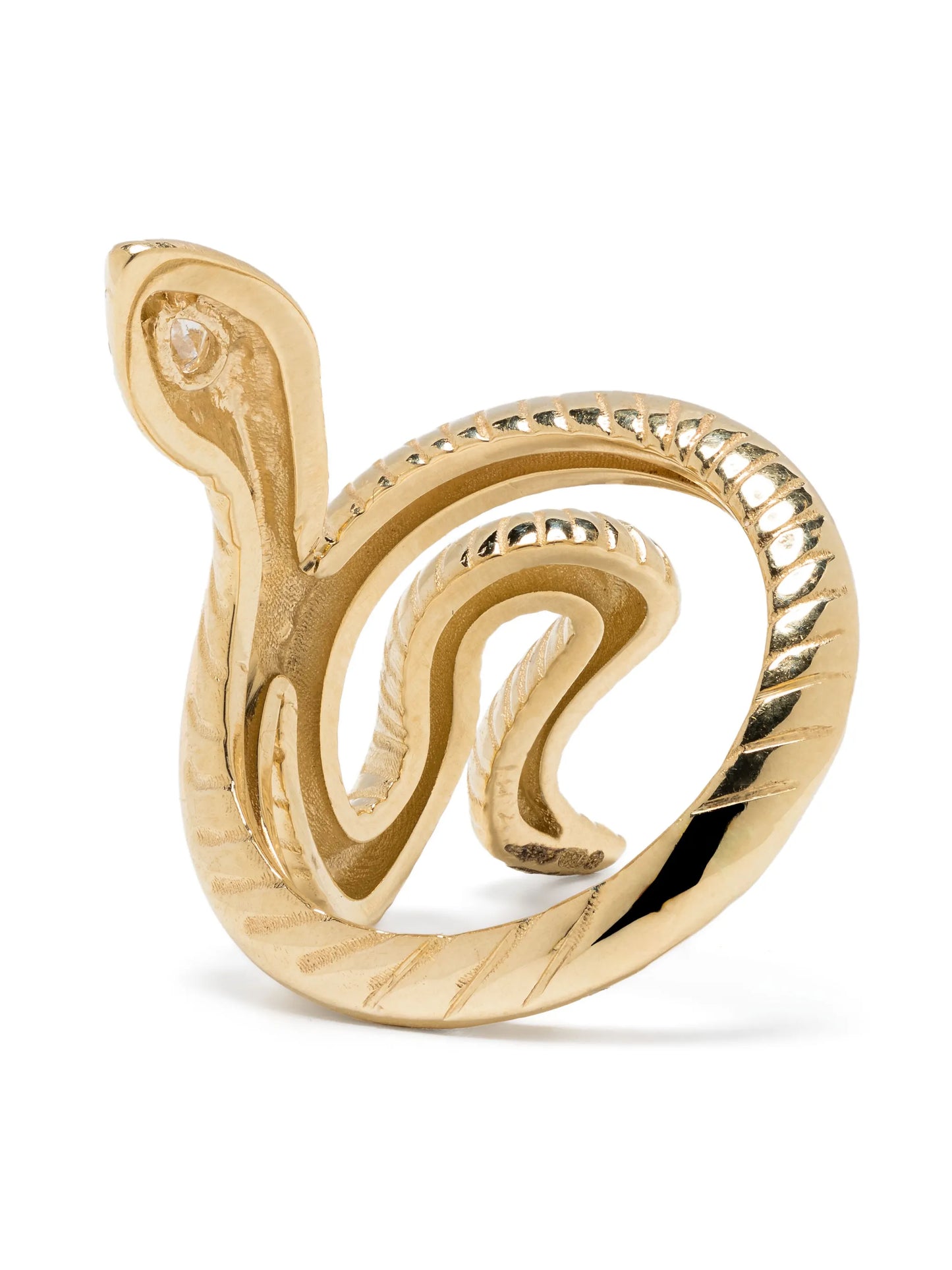 18kt yellow gold Teardrop Head Snake diamond ring