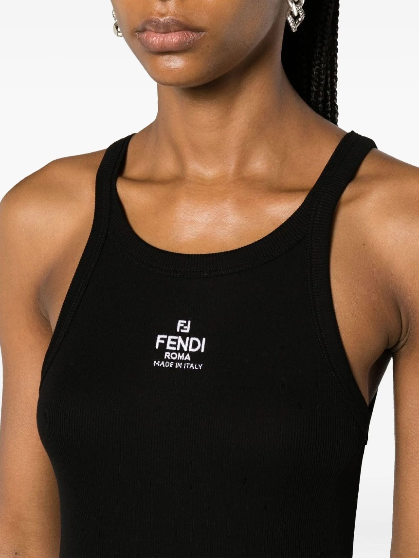 logo-embroidered ribbed minidress