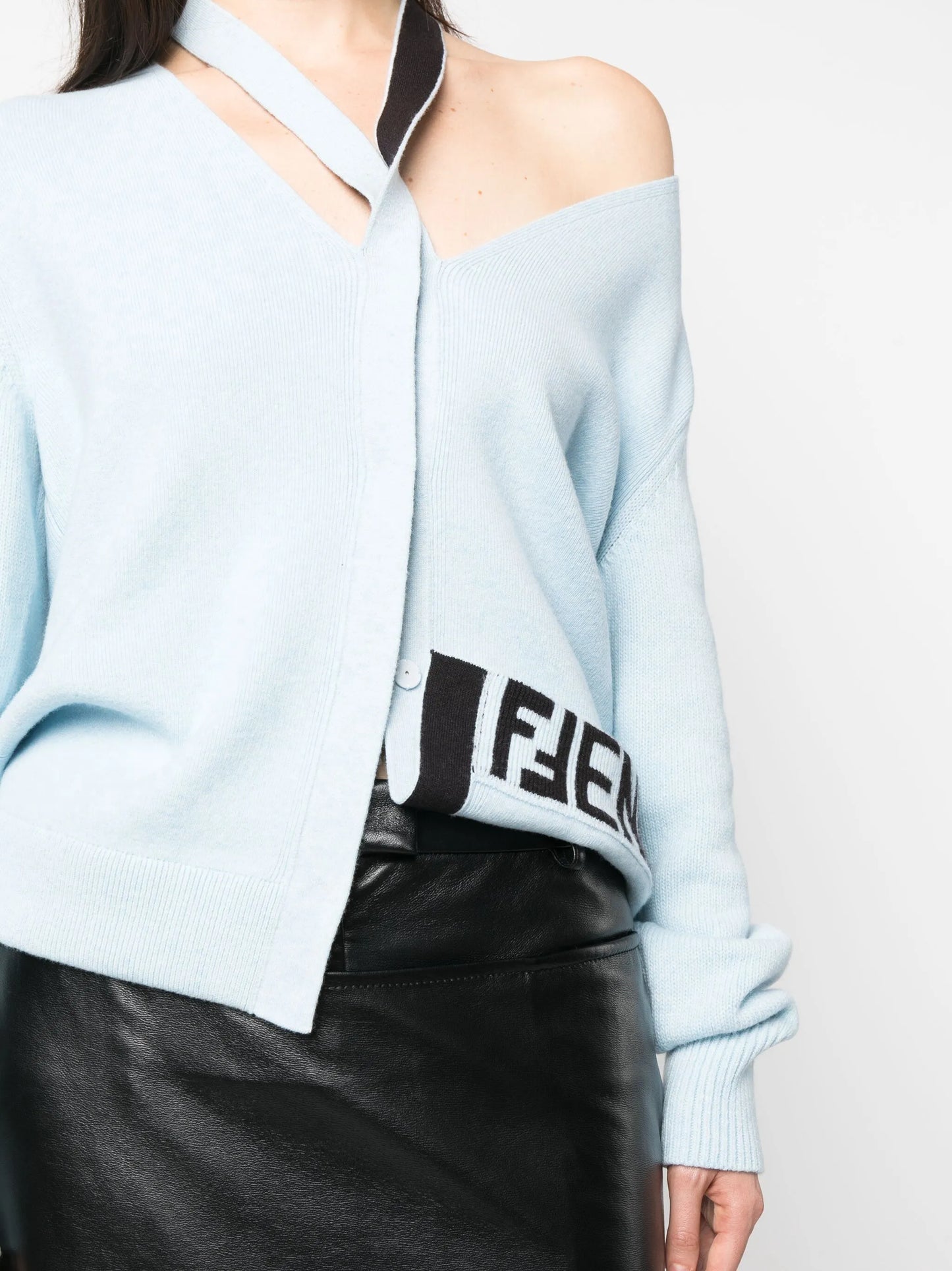 cut-out detail wool cardigan