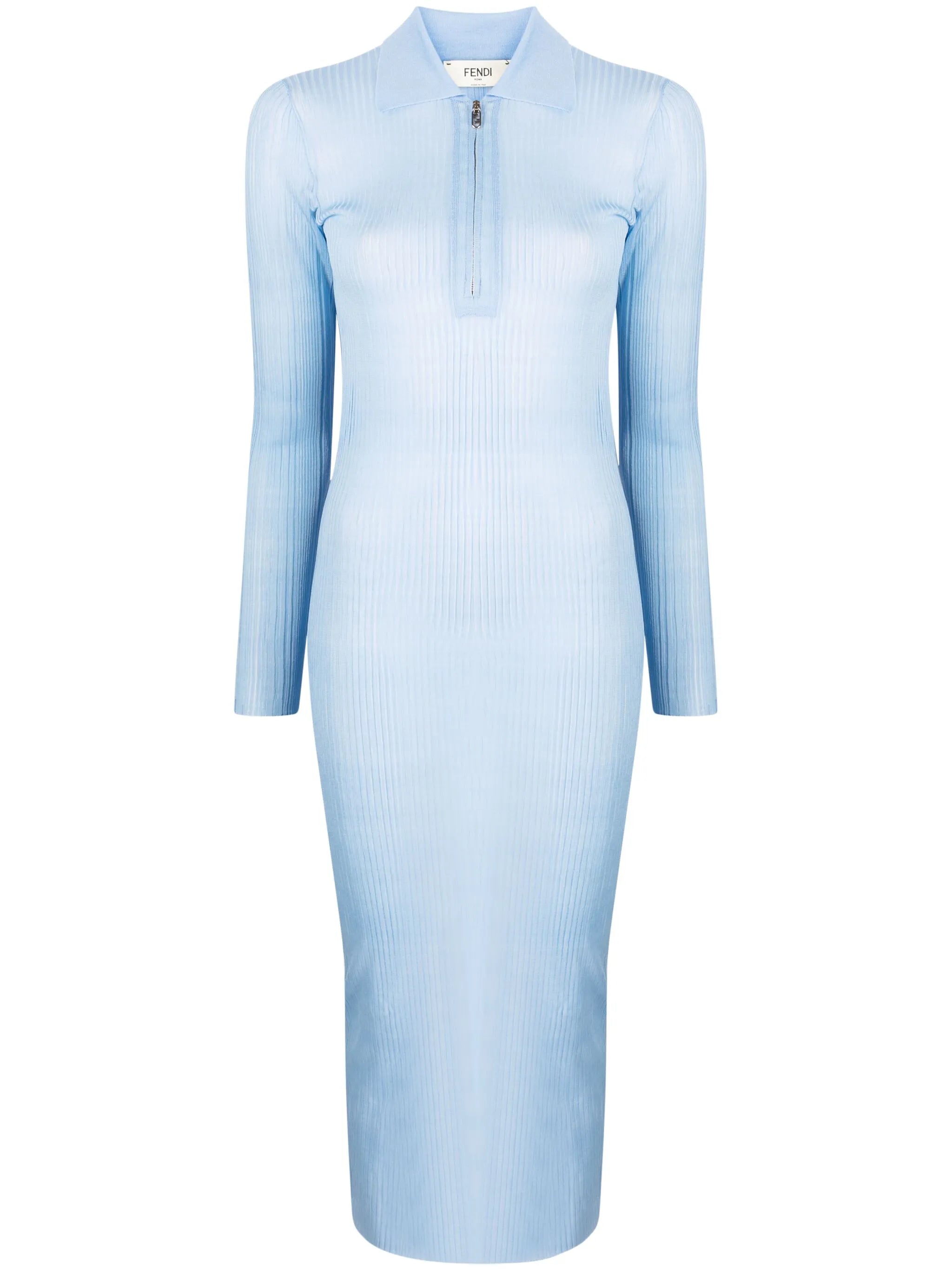 long-sleeve ribbed midi dress
