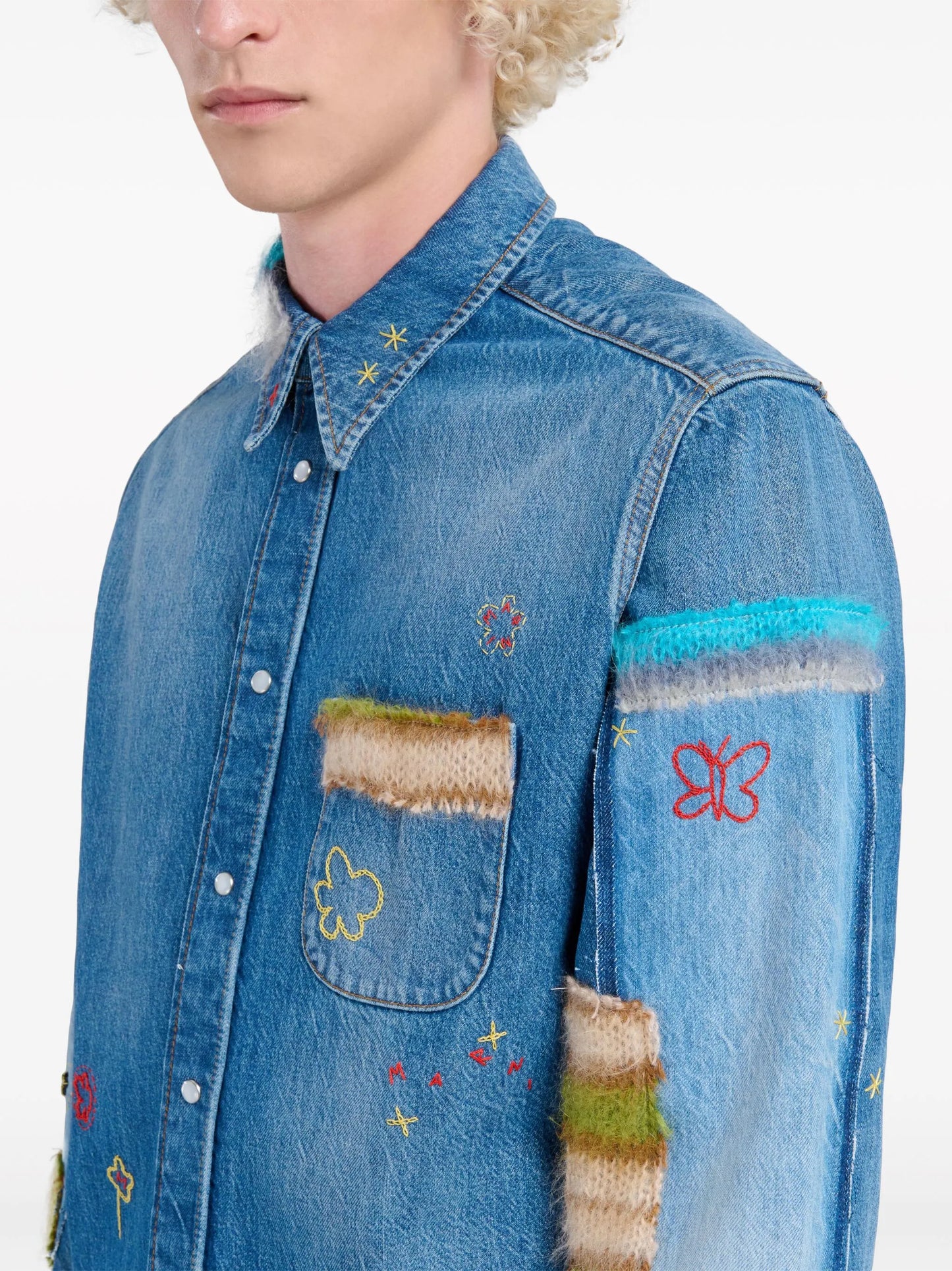 embroidered denim shirt
