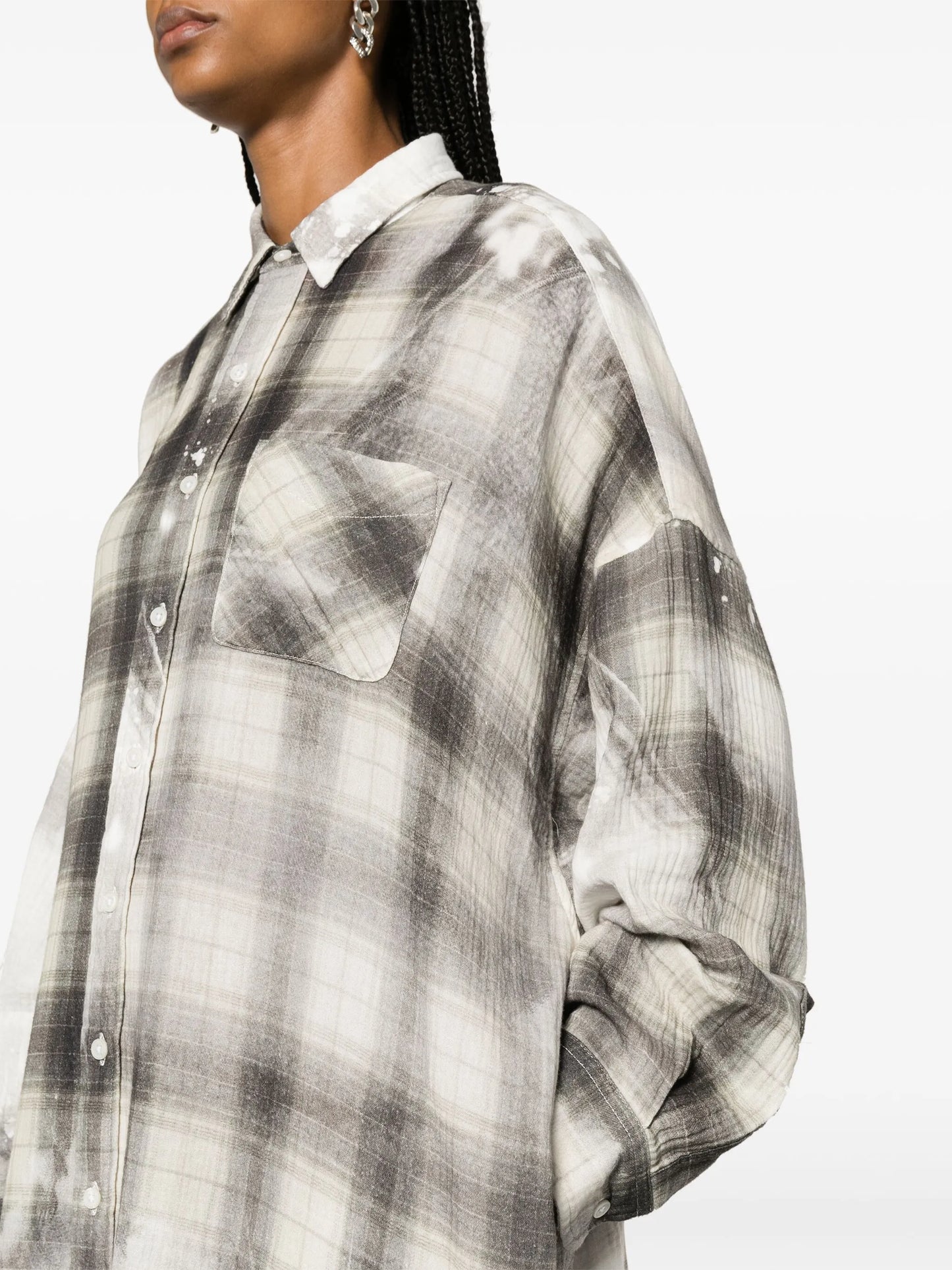 Jumbo bleached-effect shirtdress