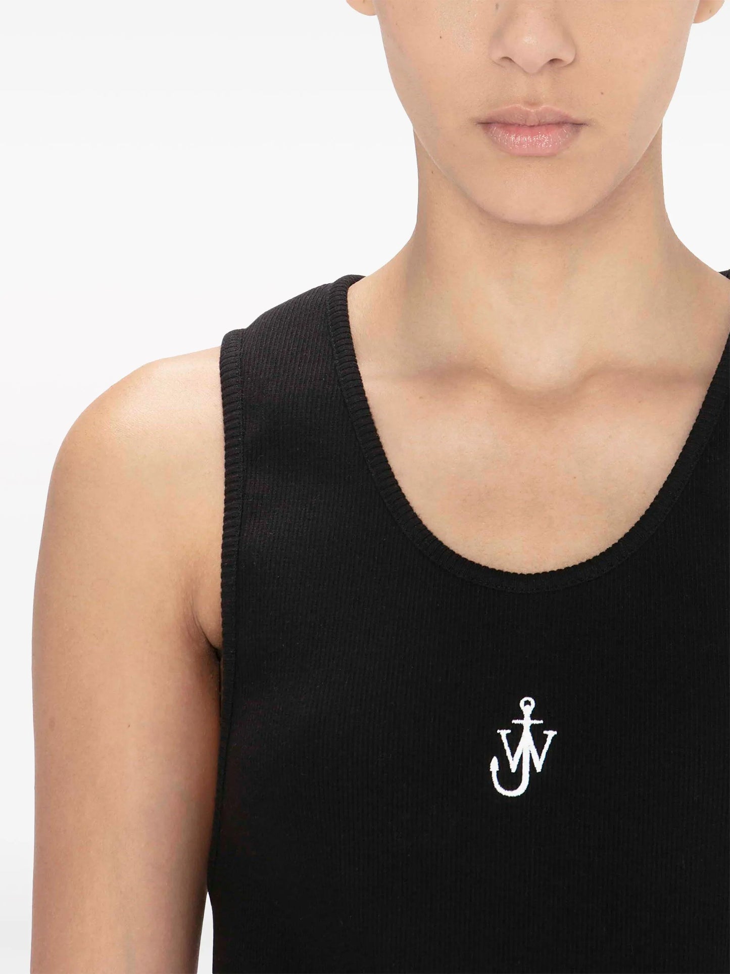 logo-embroidered ribbed-knit top