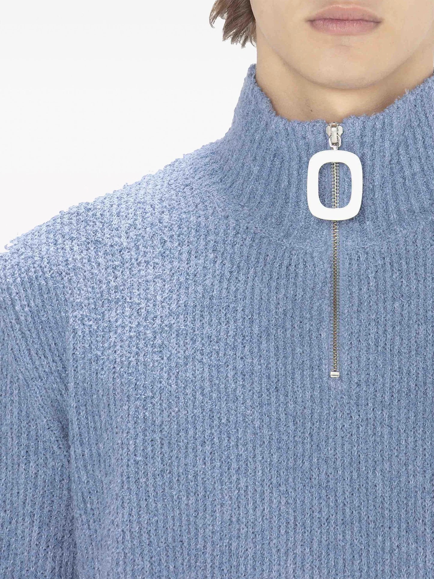 half-zip bouclé jumper