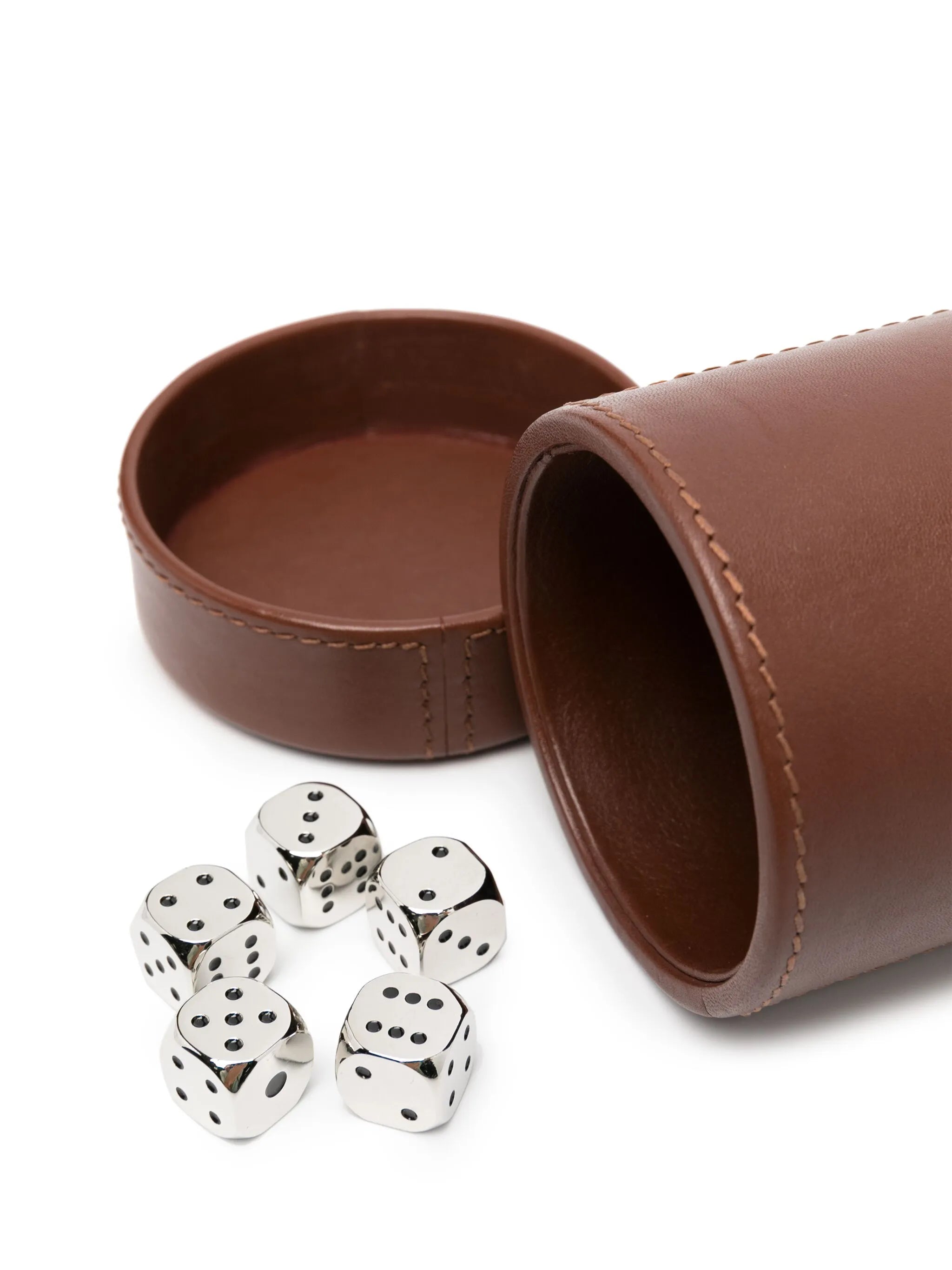 Warren leather dice-cup set