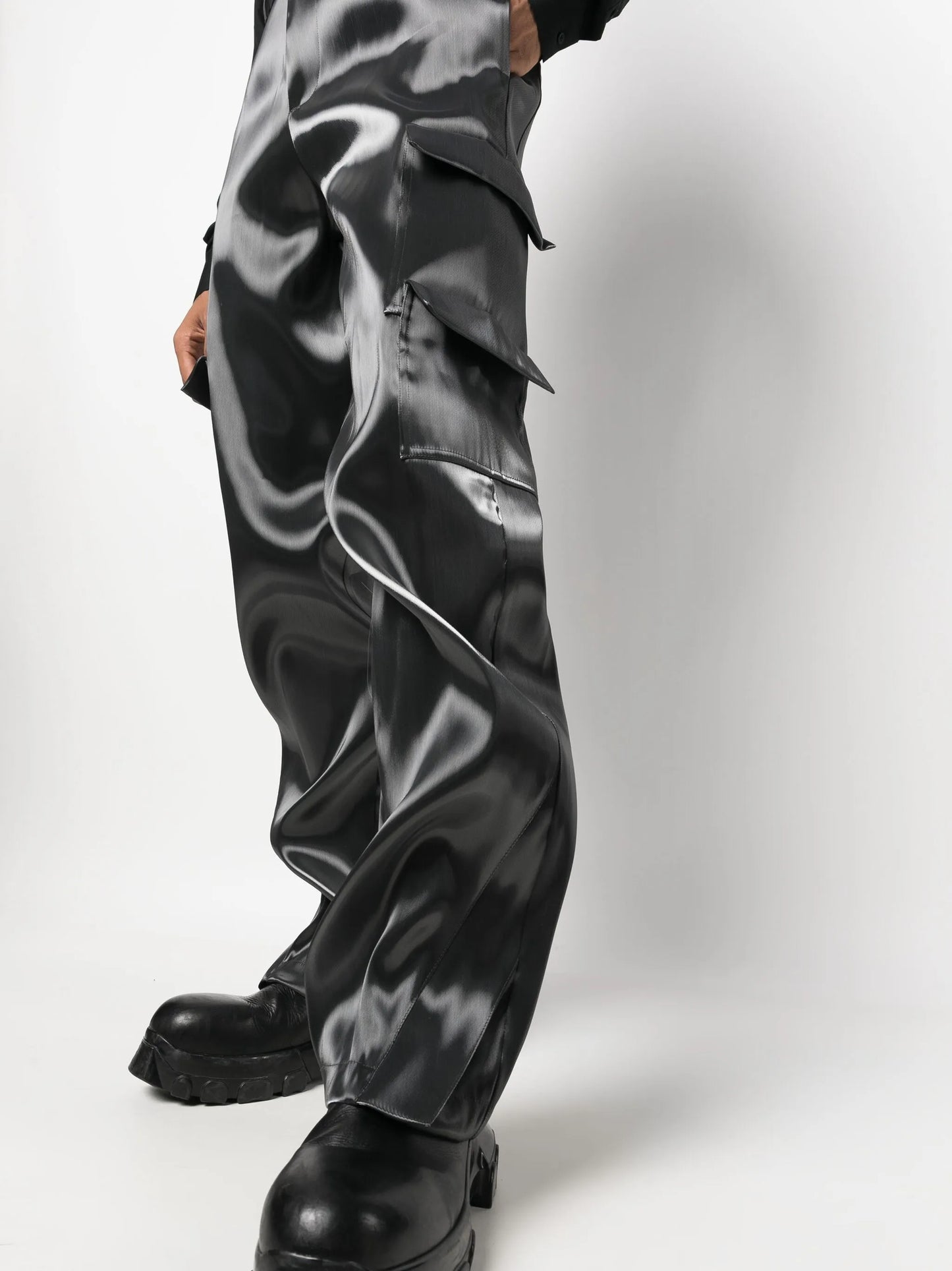 Liquid Metal straight-leg cargo trousers