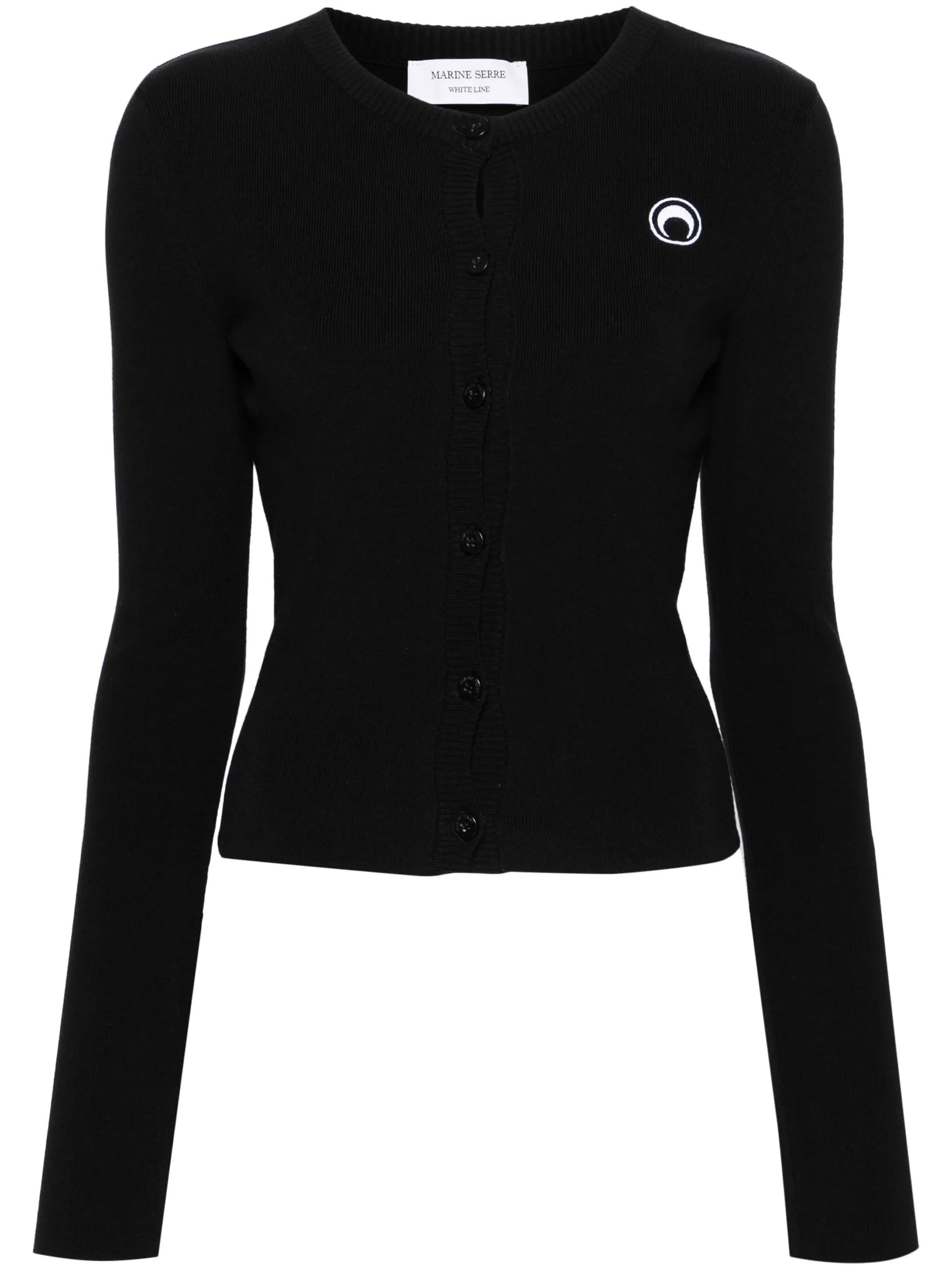 Crescent Moon-embroidered knitted cardigan