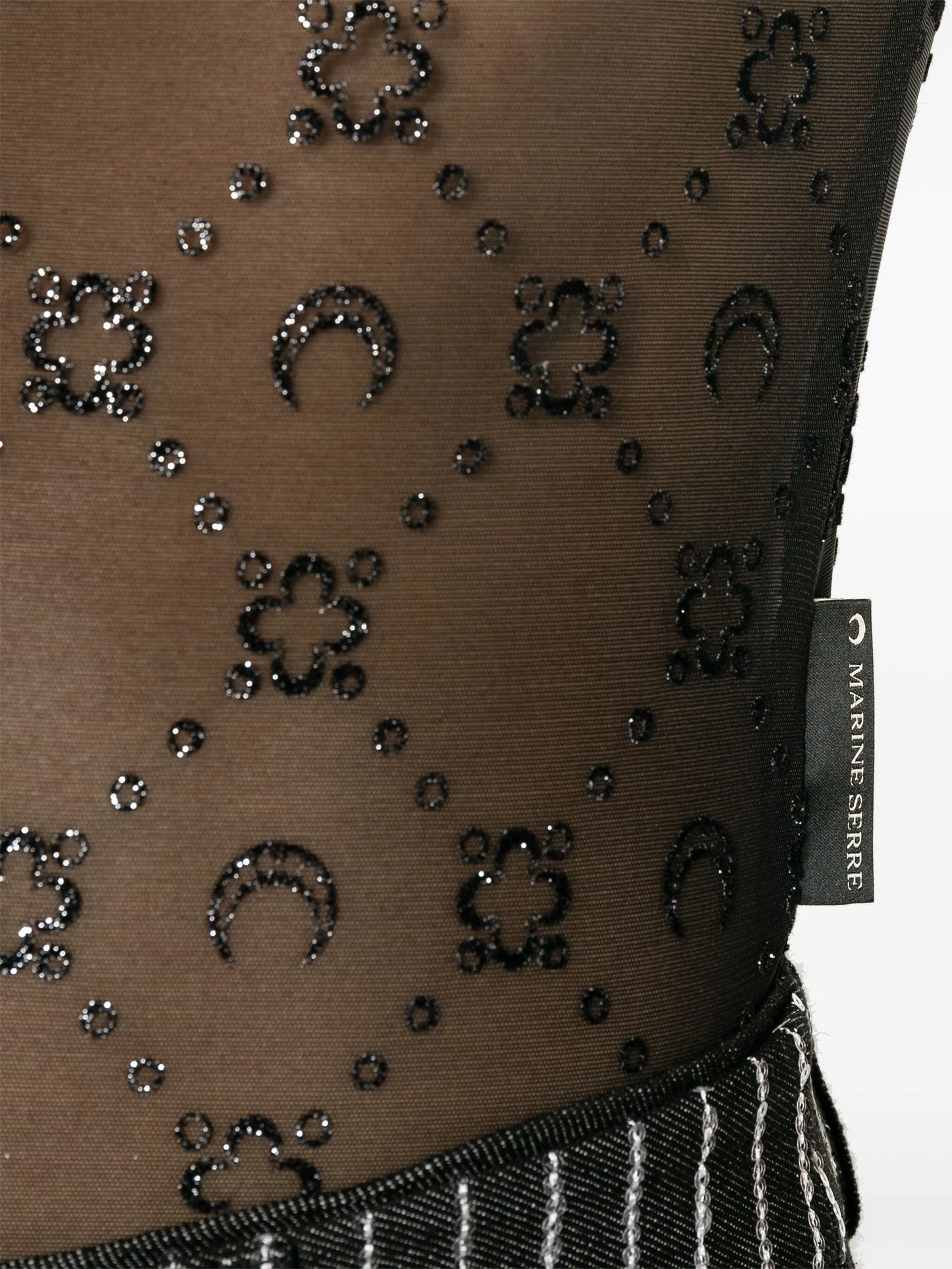 Moonogram flocked tulle bodysuit