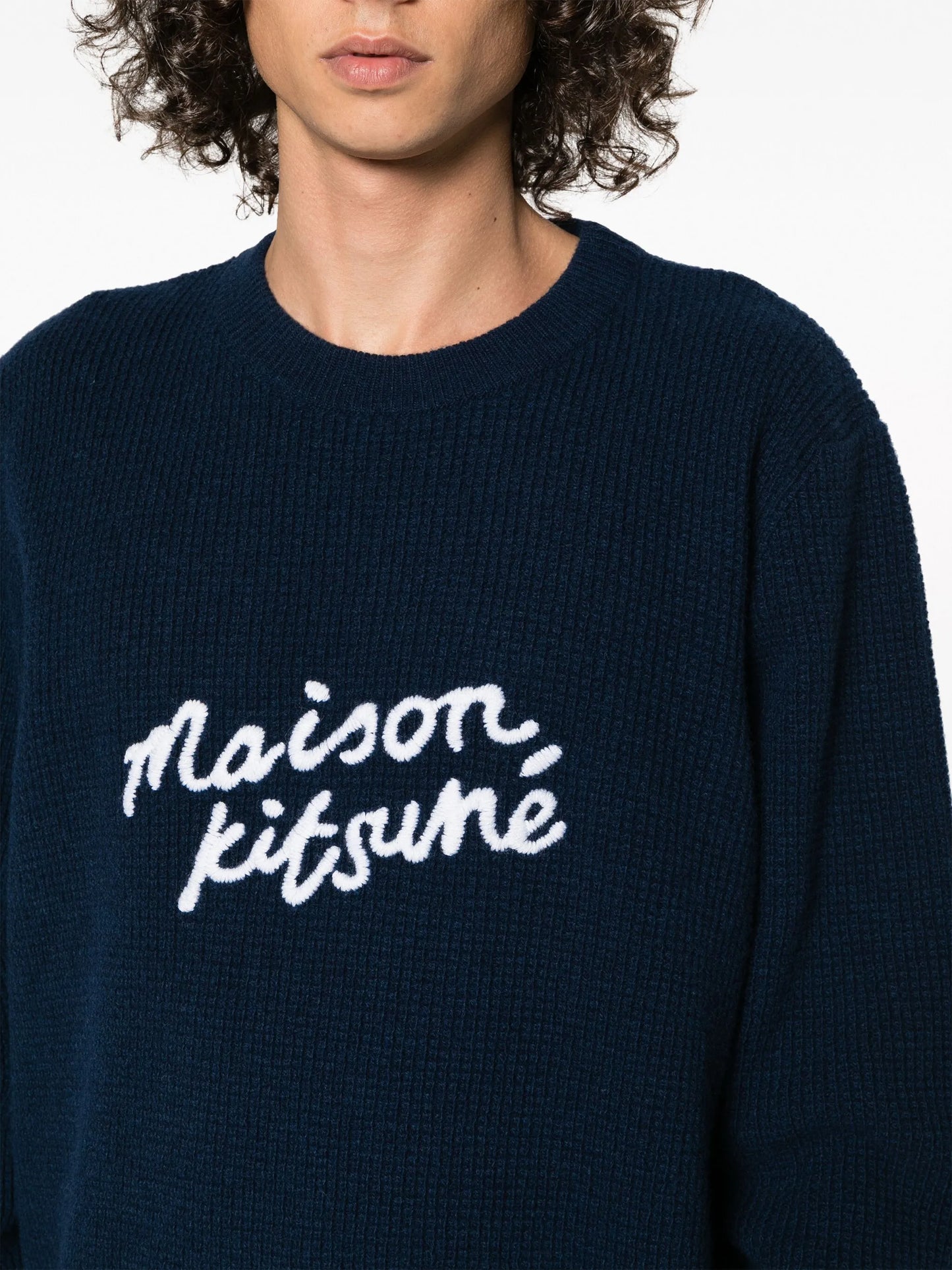logo-embroidered wool jumper