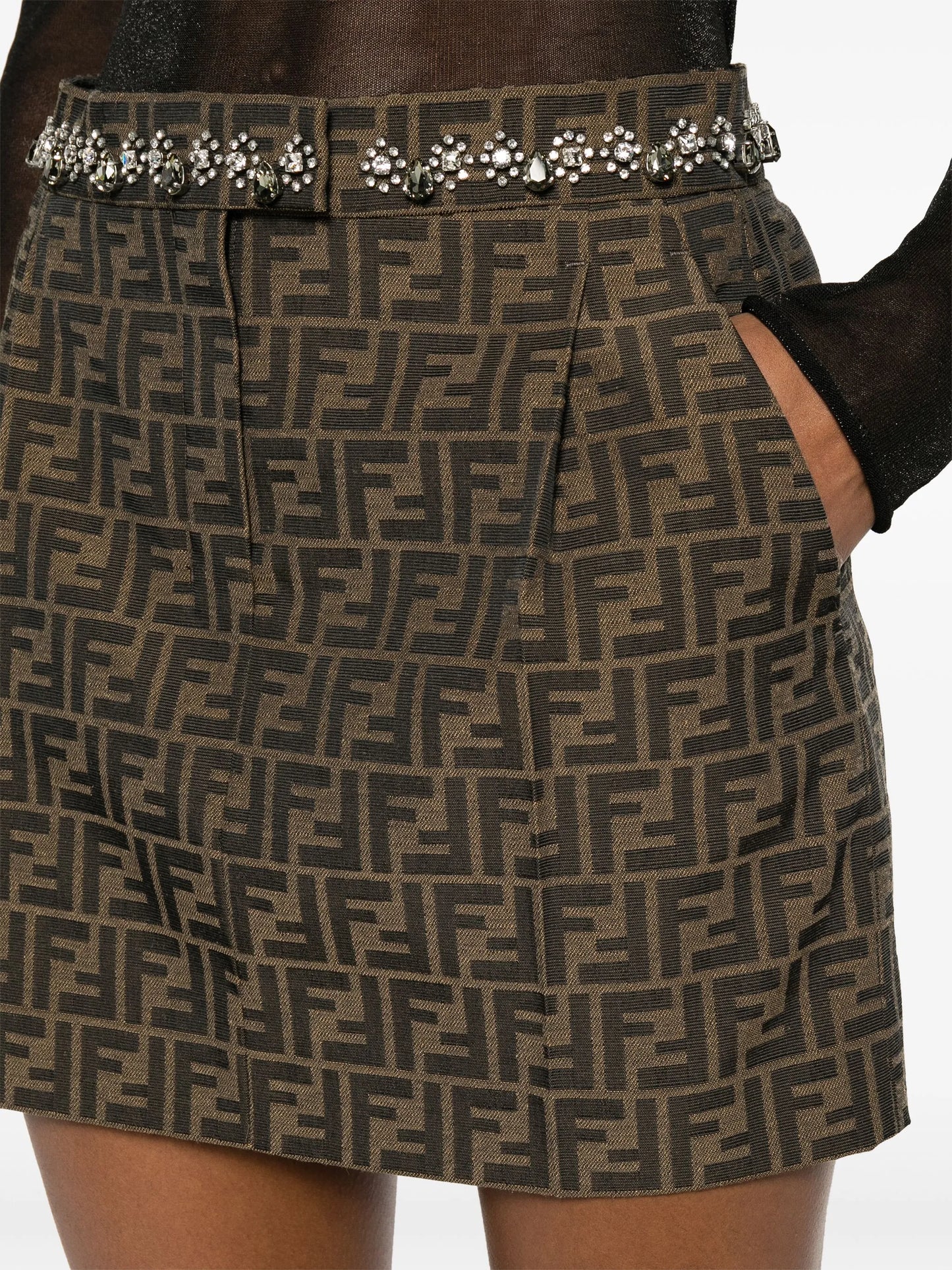 monogram-jacquard canvas miniskirt