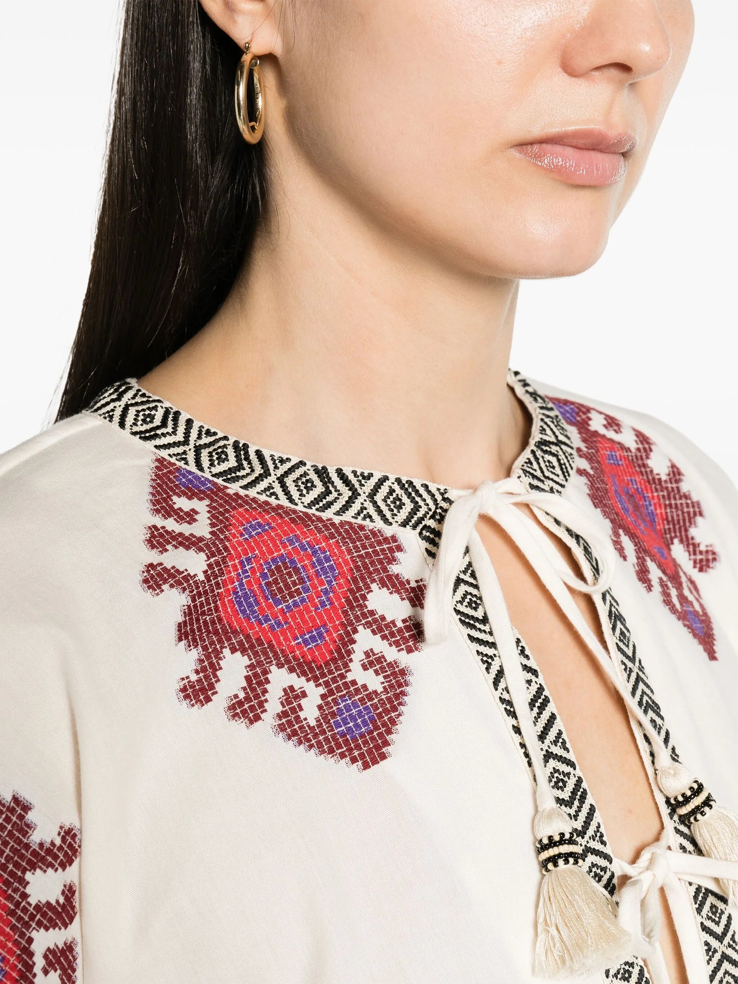 tassel-detail jacquard blouse