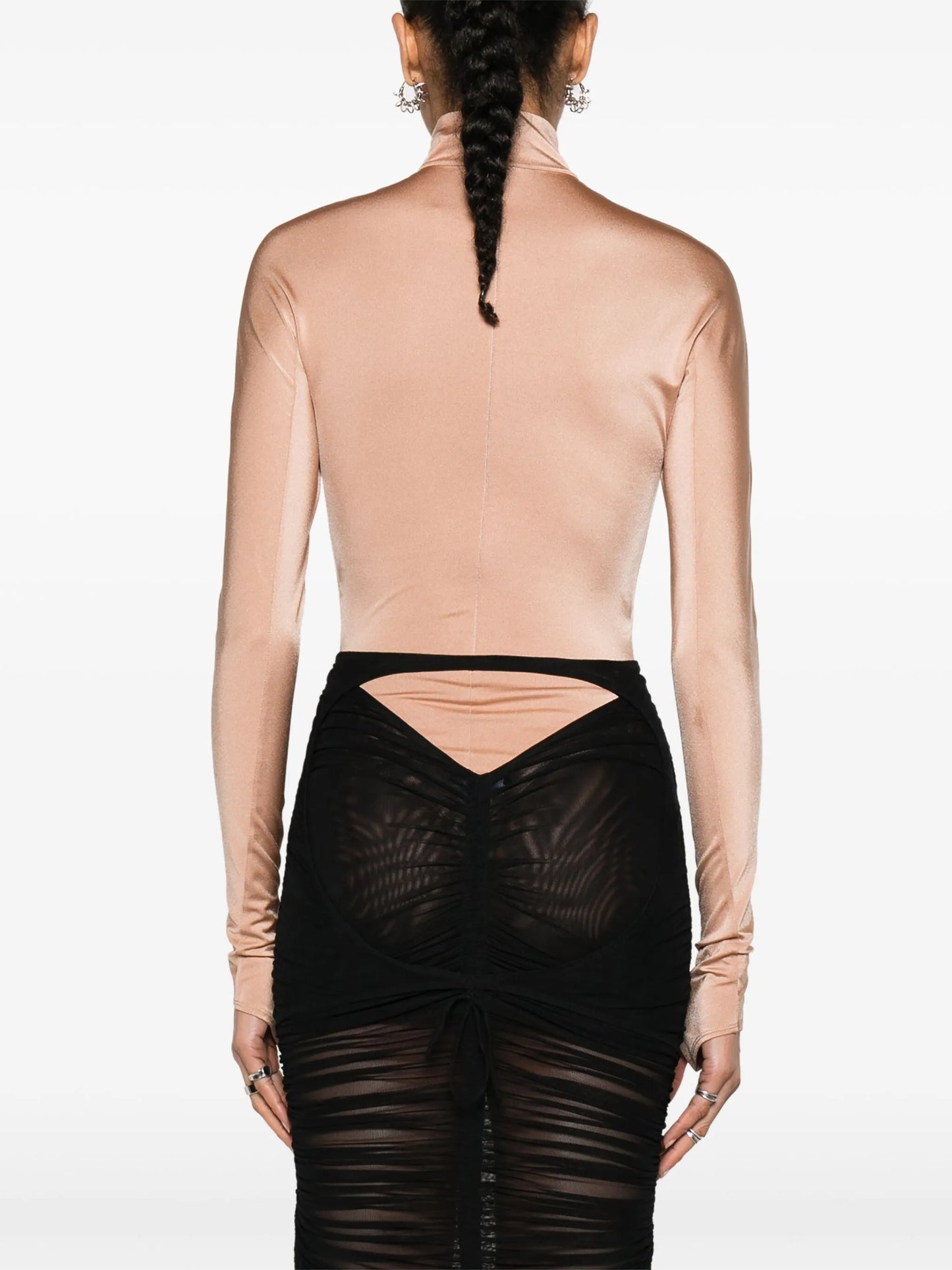 logo-lettering mock-neck bodysuit