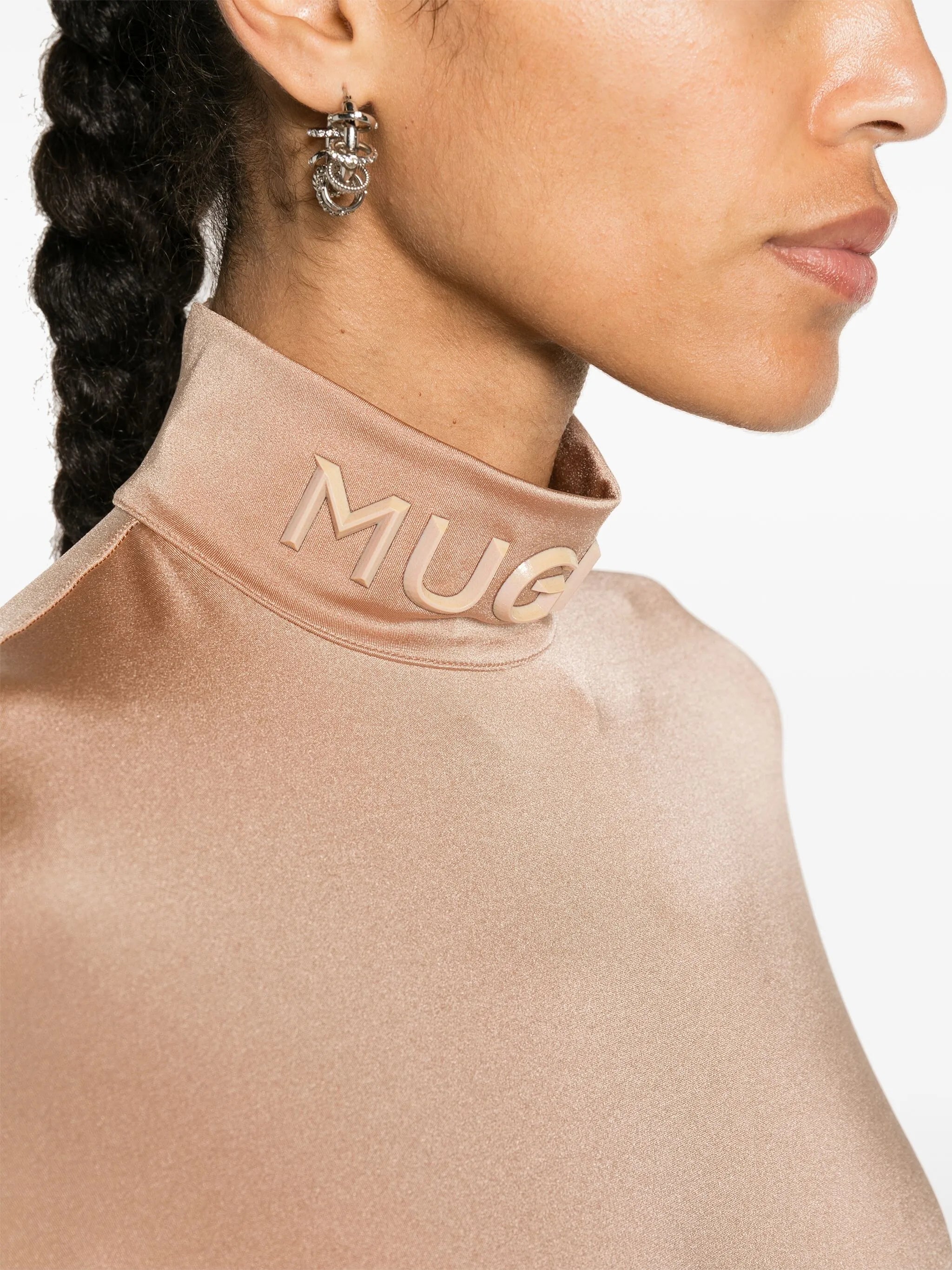 logo-lettering mock-neck bodysuit