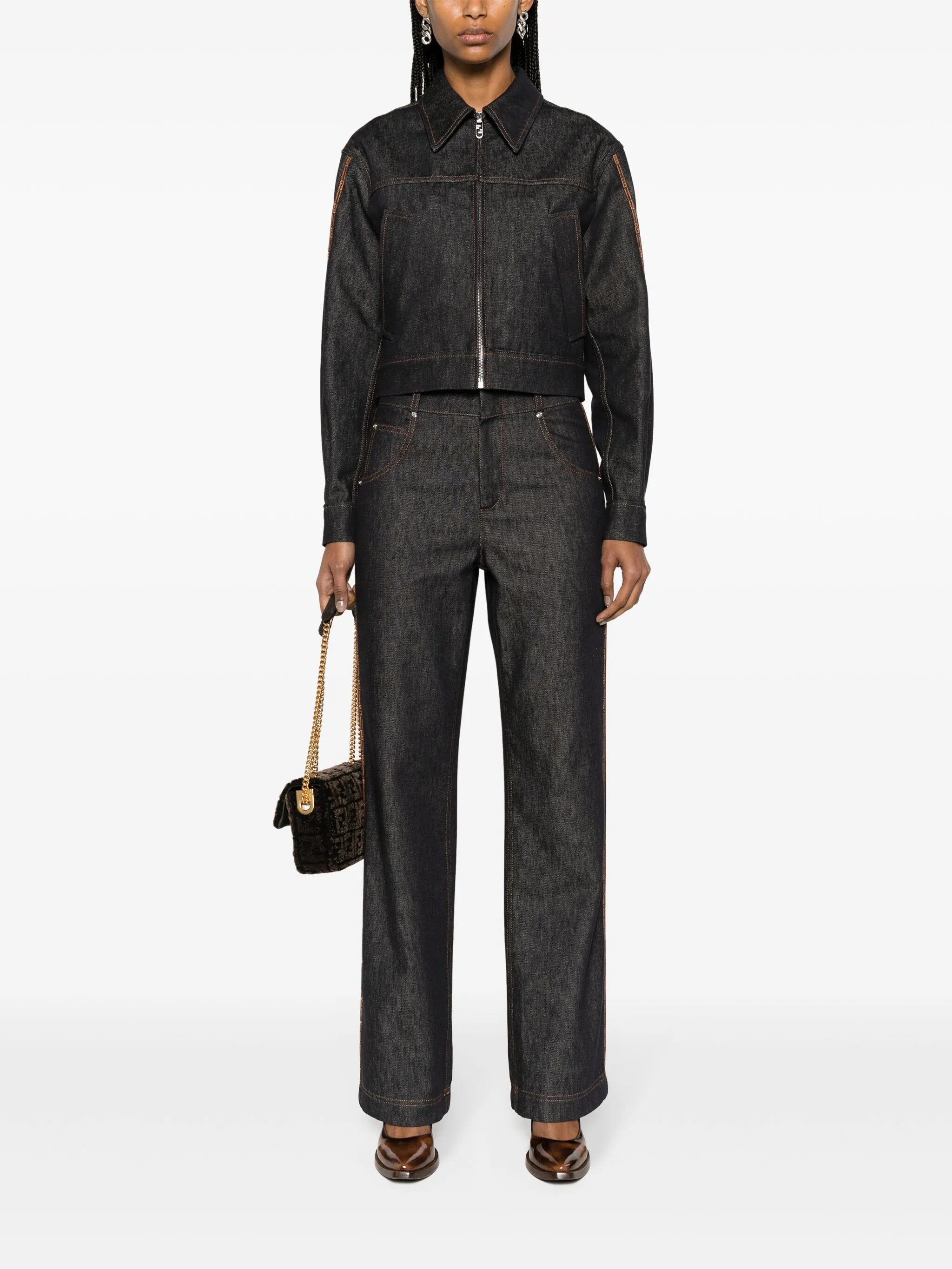 high-rise straight-leg jeans