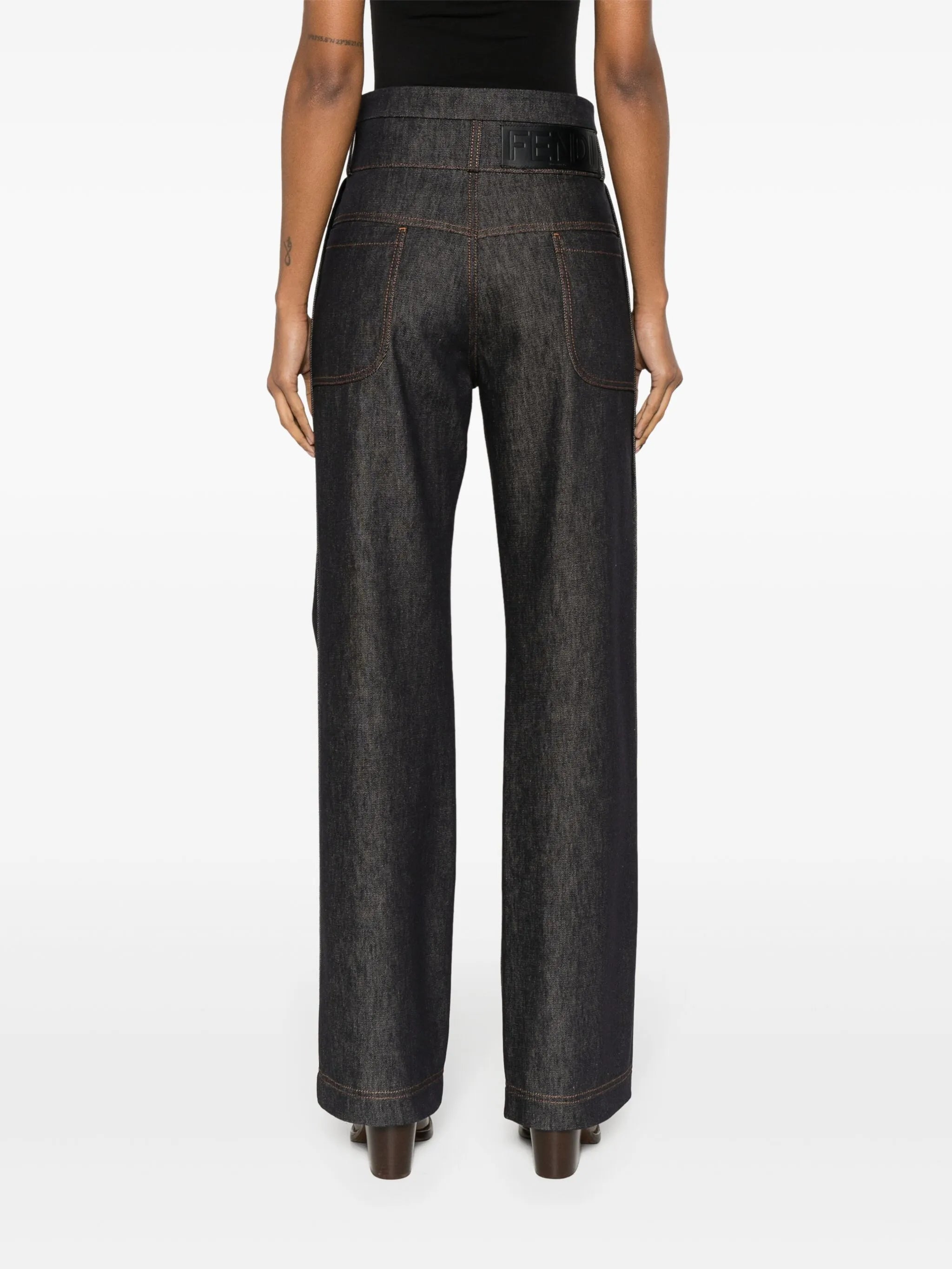 high-rise straight-leg jeans