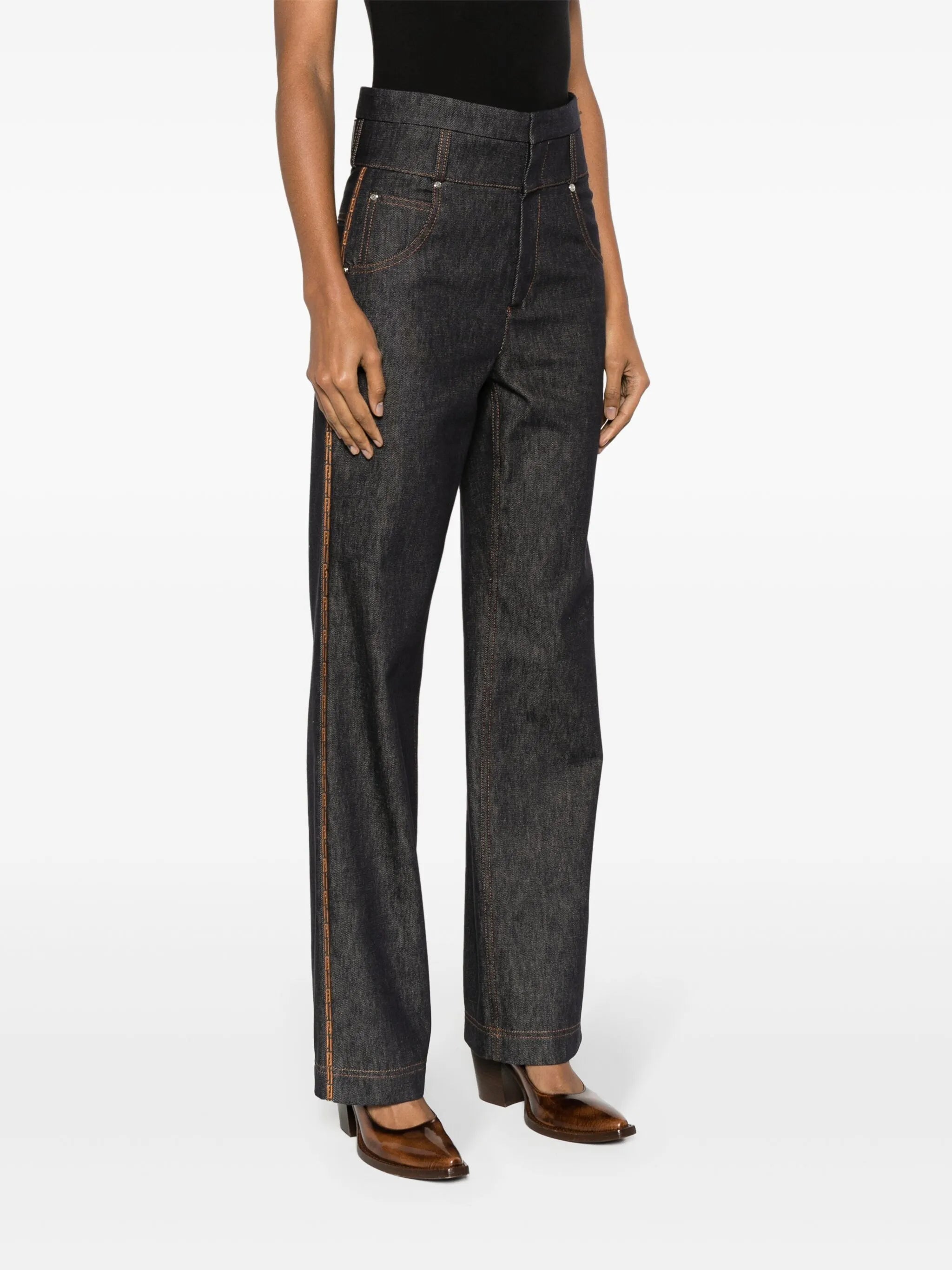 high-rise straight-leg jeans
