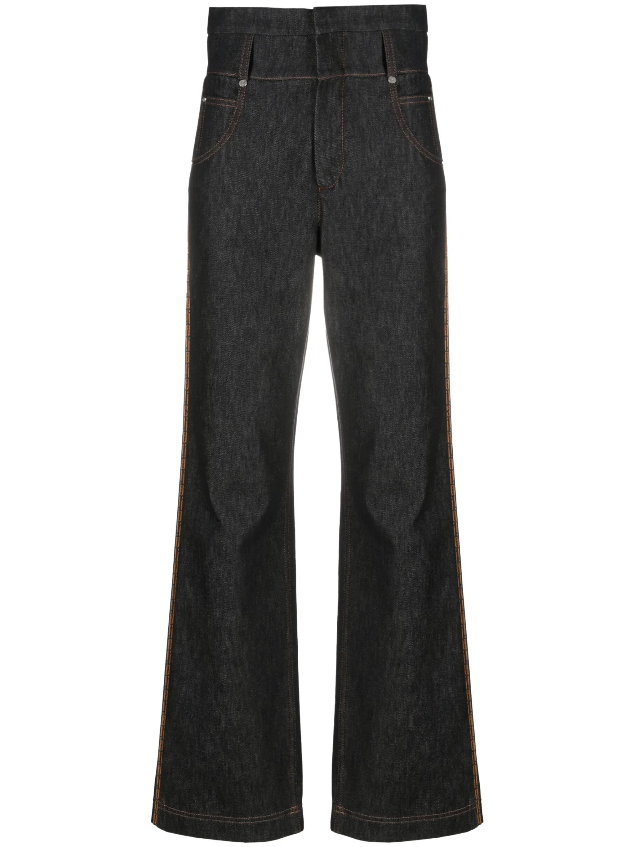 high-rise straight-leg jeans