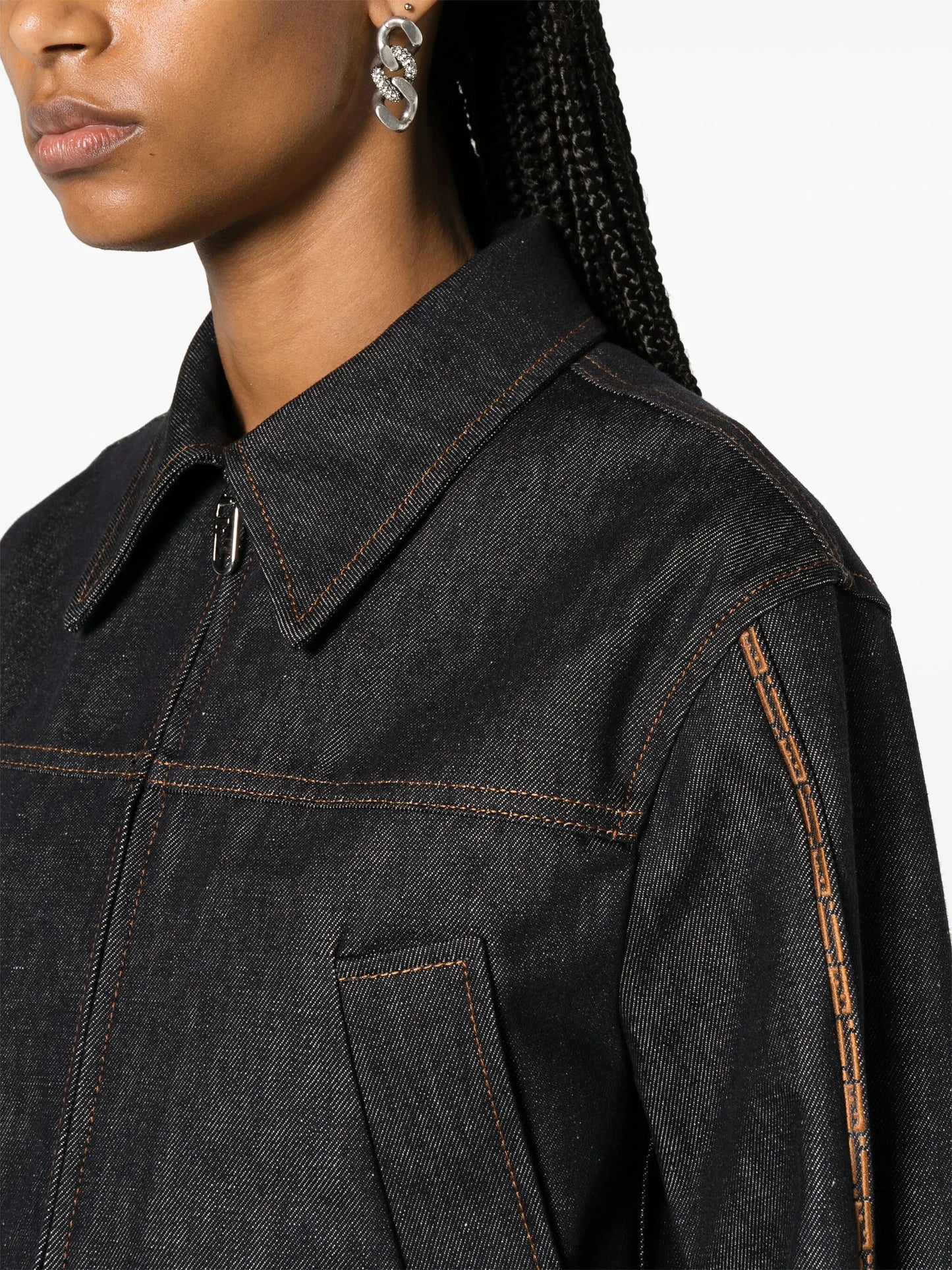 FF-embroidered denim jacket