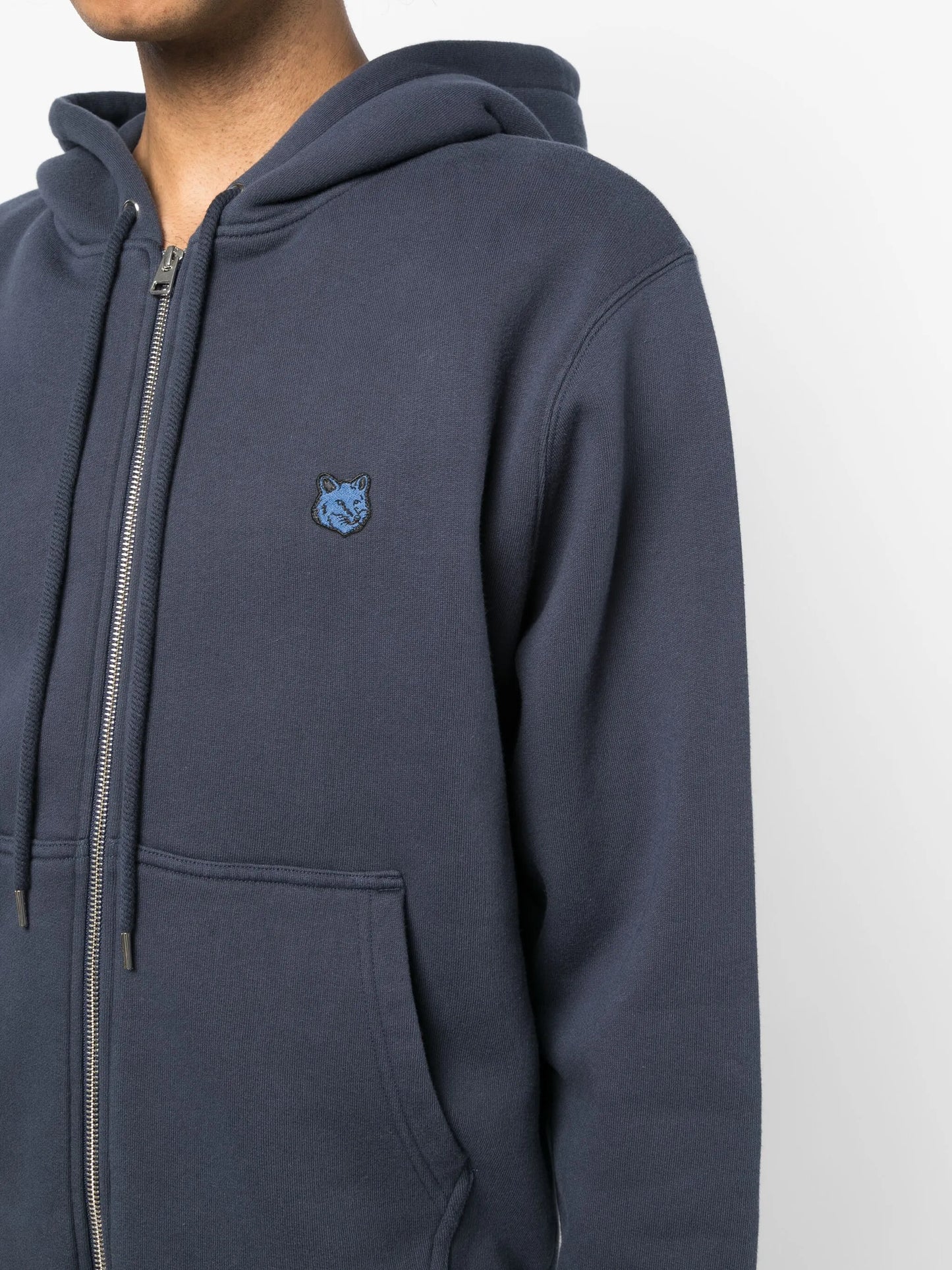 Fox-patch cotton drawstring hoodie