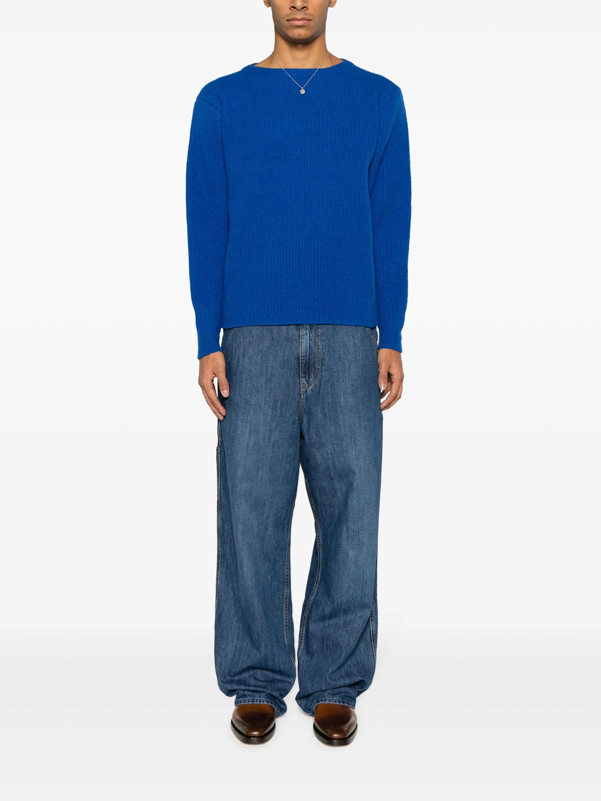ribbed-knit wool jumper