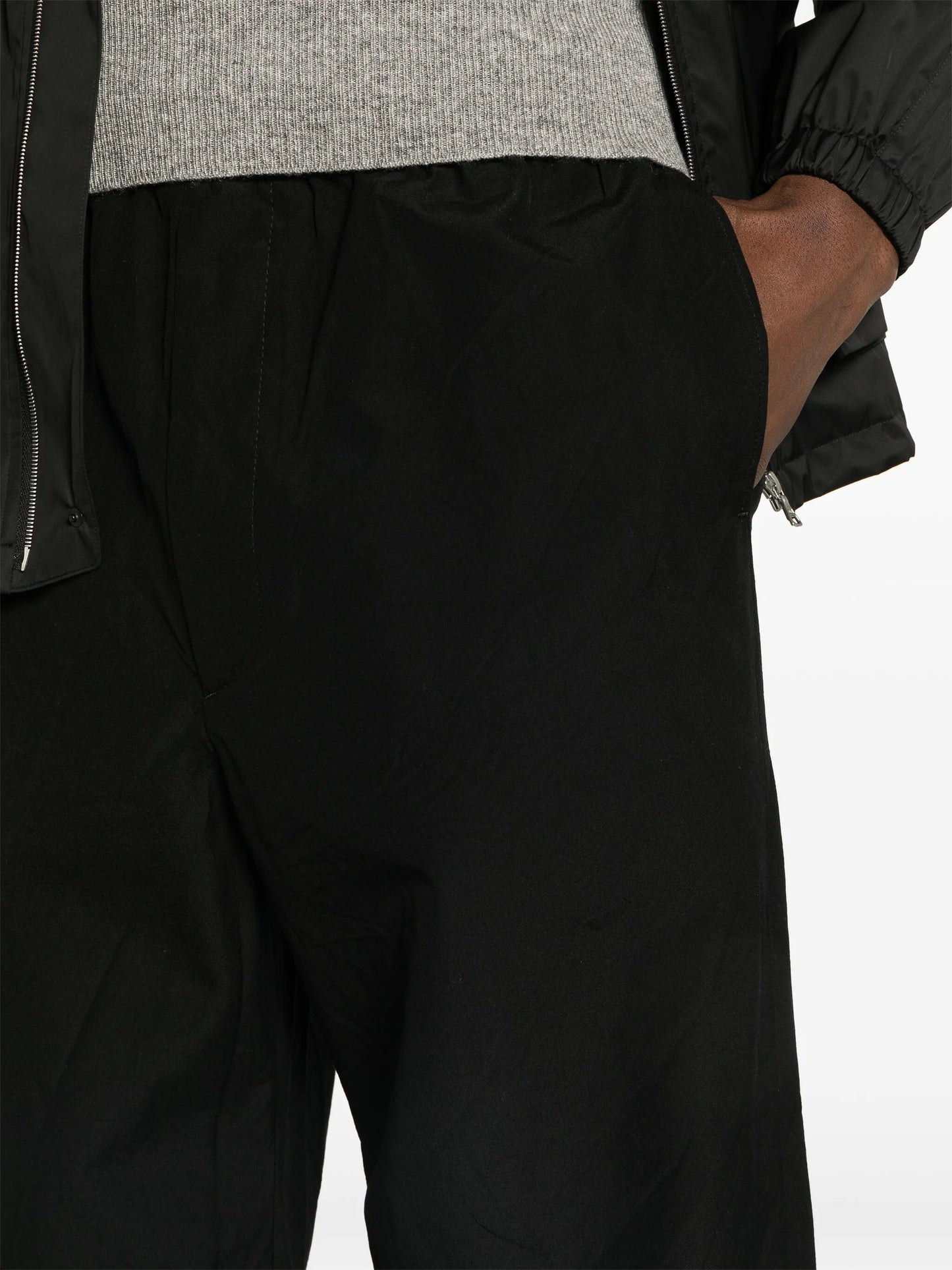 tapered-leg wool trousers