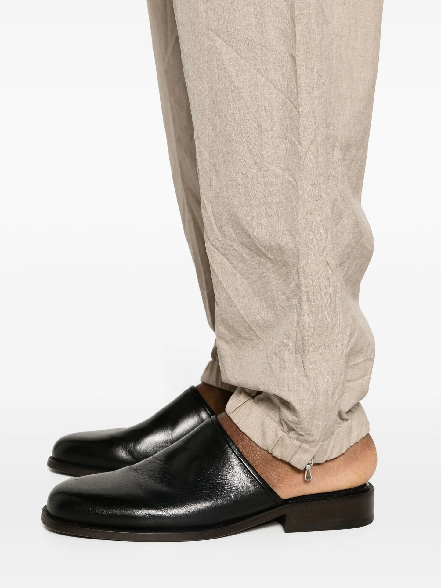 tapered-leg wool trousers
