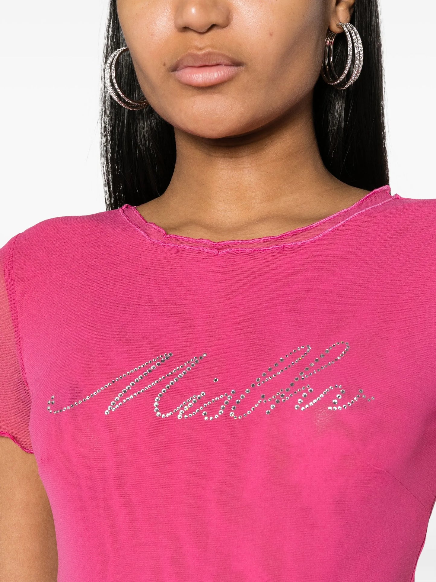 logo-embellished mesh T-shirt