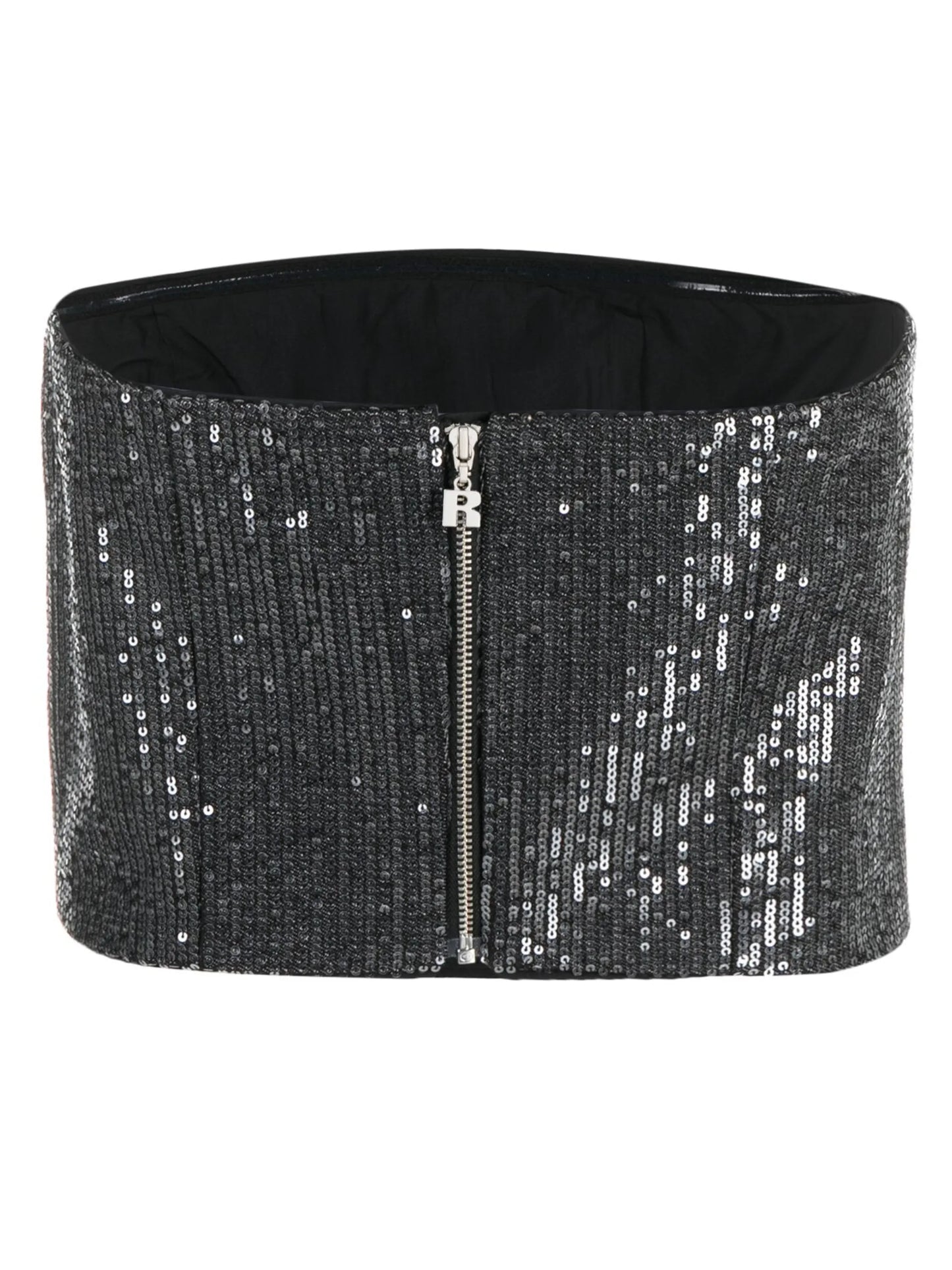 sequin-embellished strapless crop top