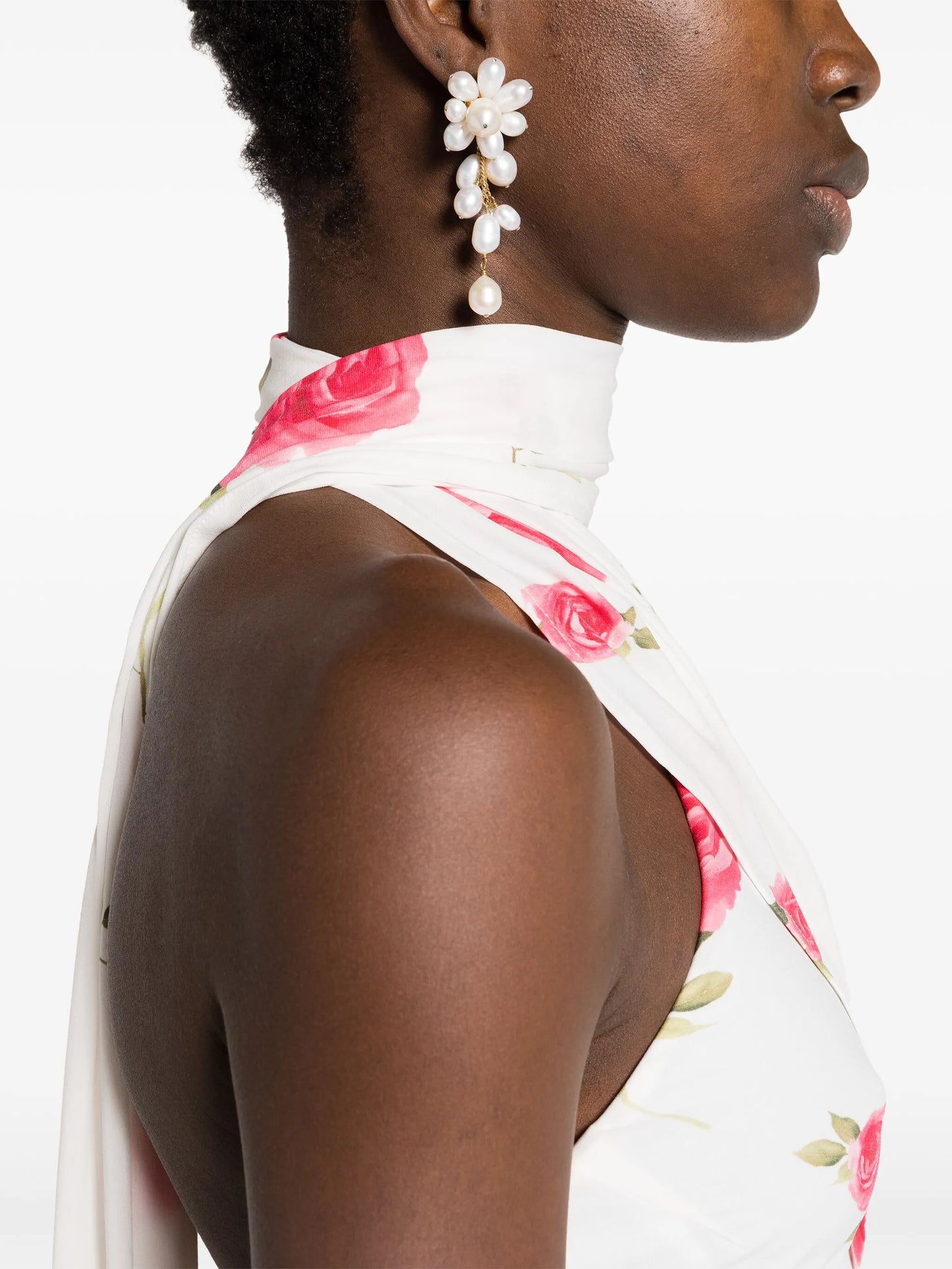 floral-print wrap-neck blouse