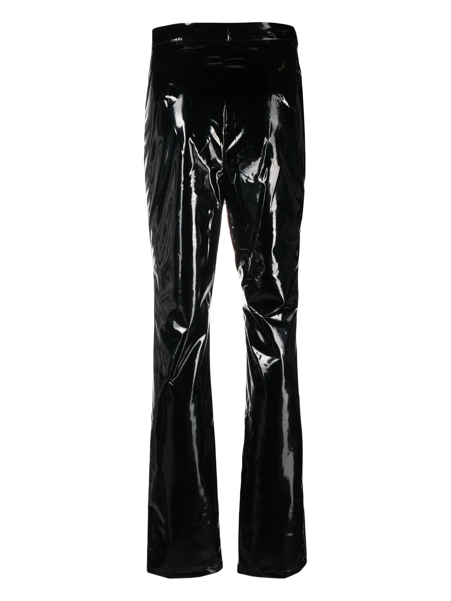 slim-leg patent trousers