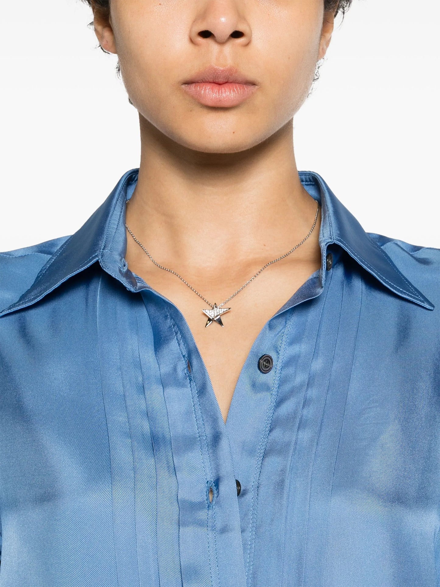 pleated satin shirt