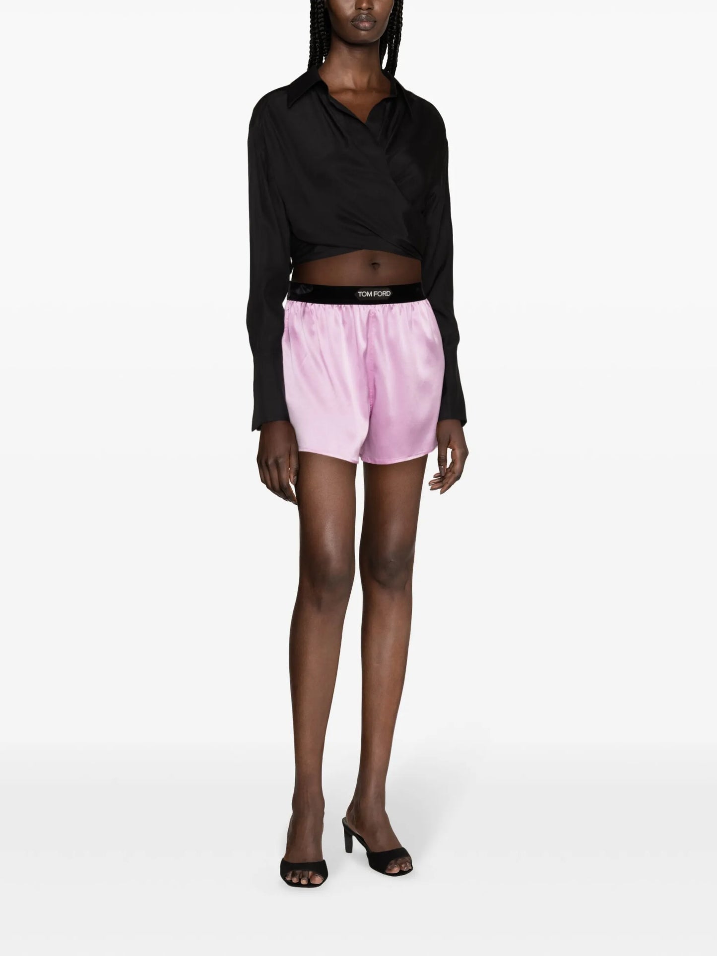 logo-waistband satin shorts