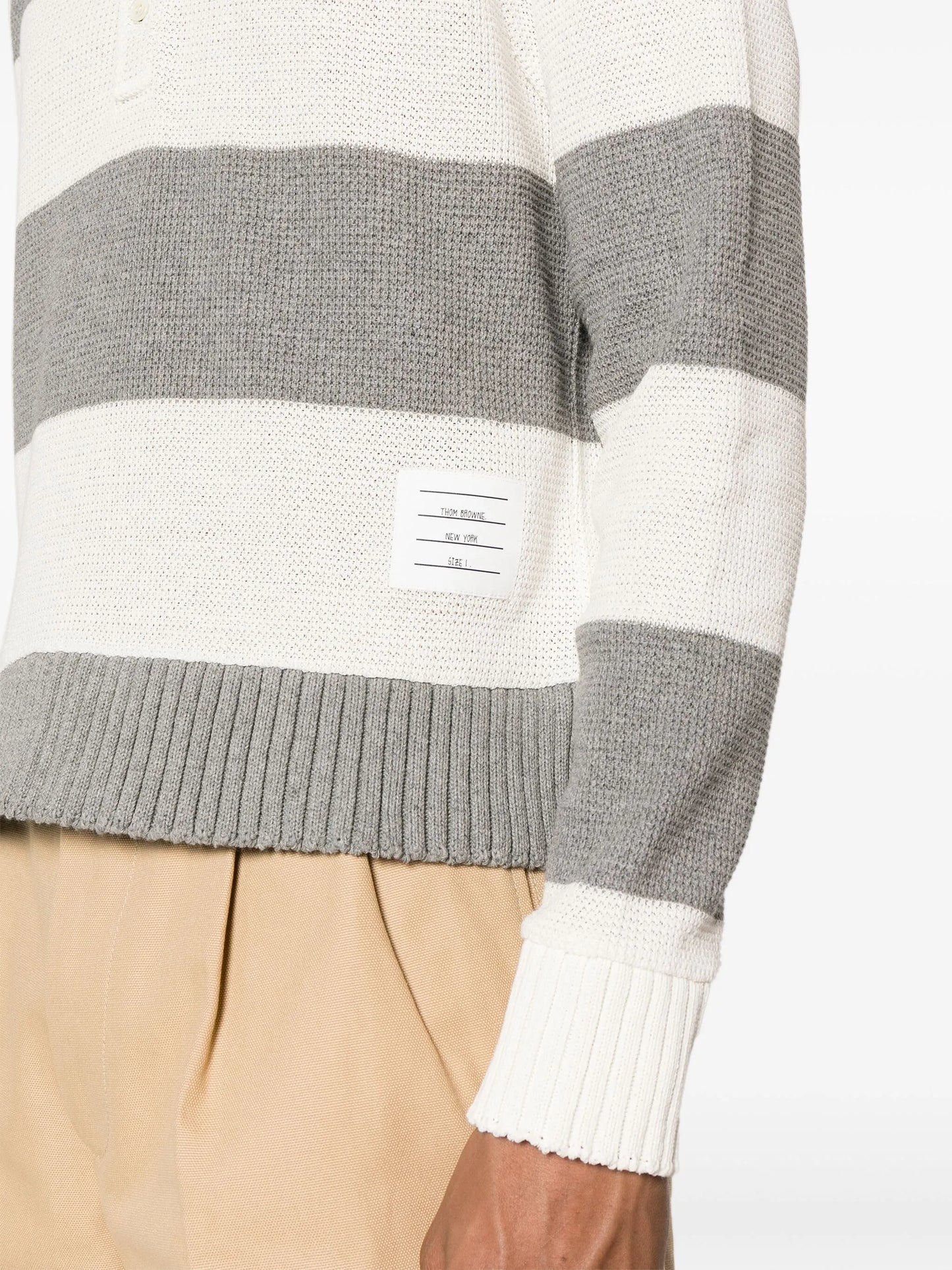polo collar striped jumper