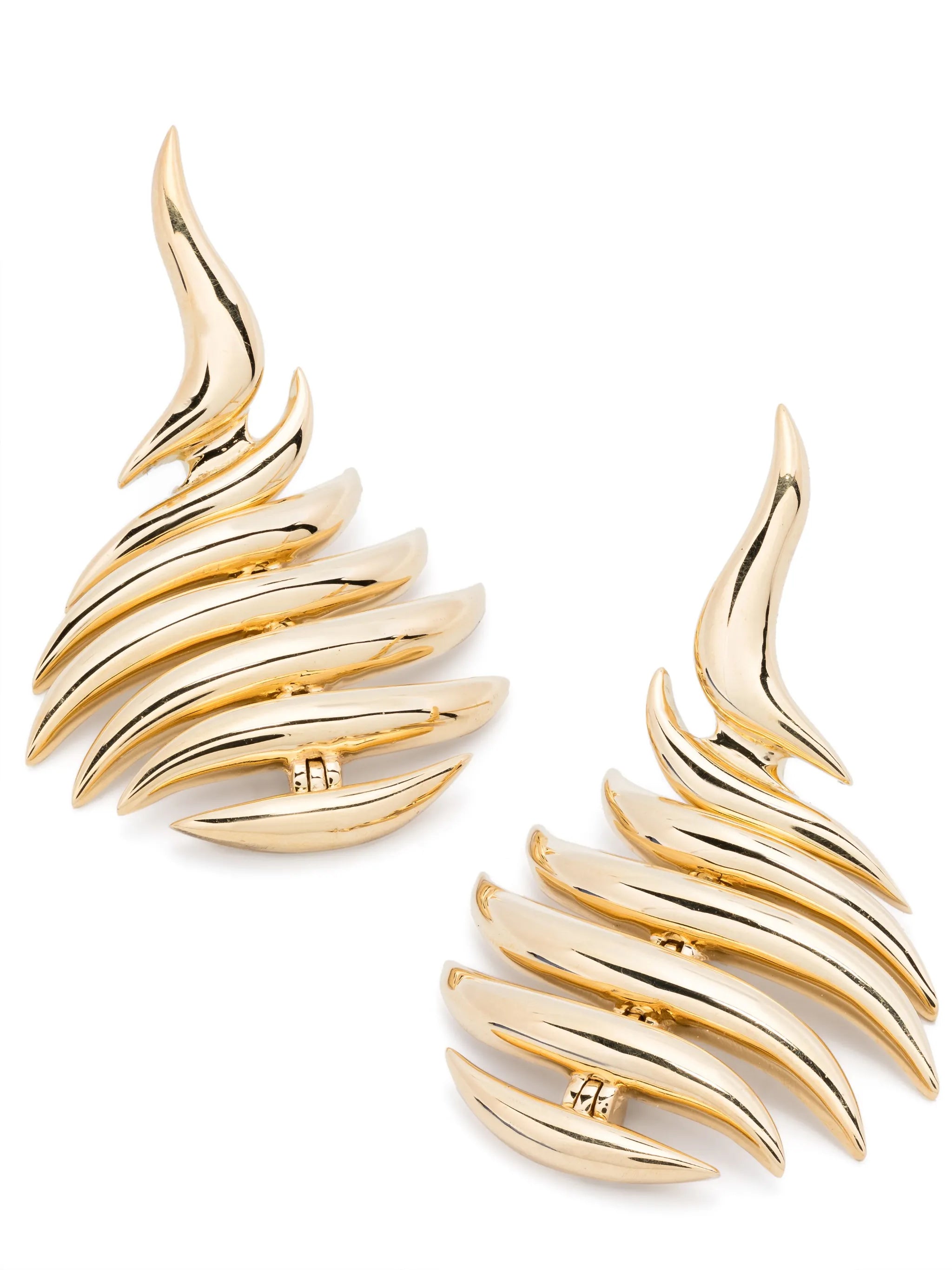 18kt yellow gold flame earrings