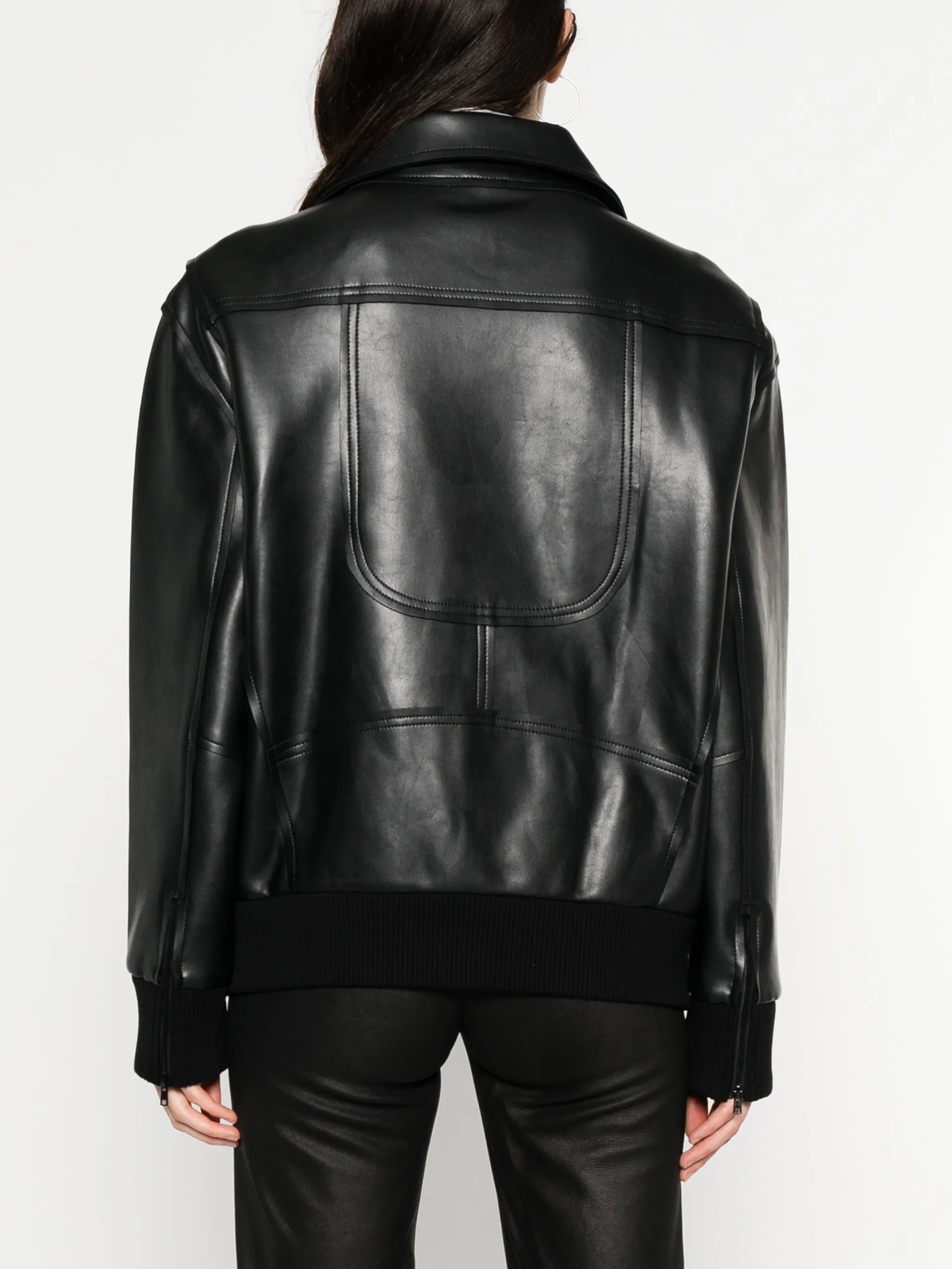 faux leather zip-up biker jacket