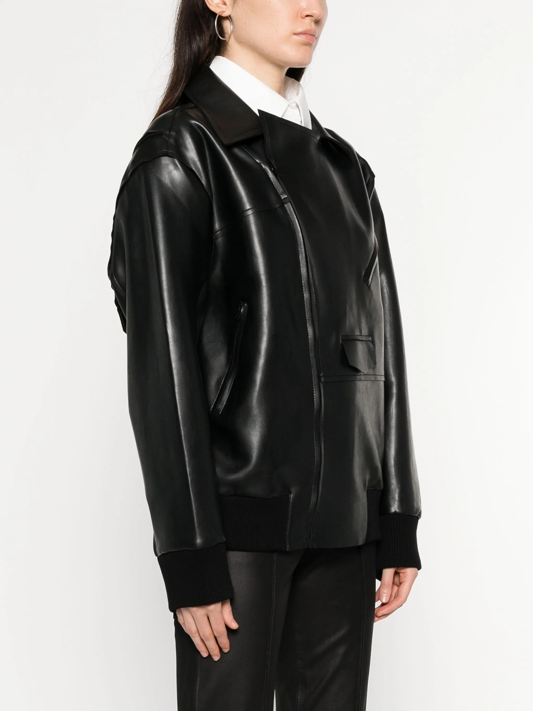 faux leather zip-up biker jacket