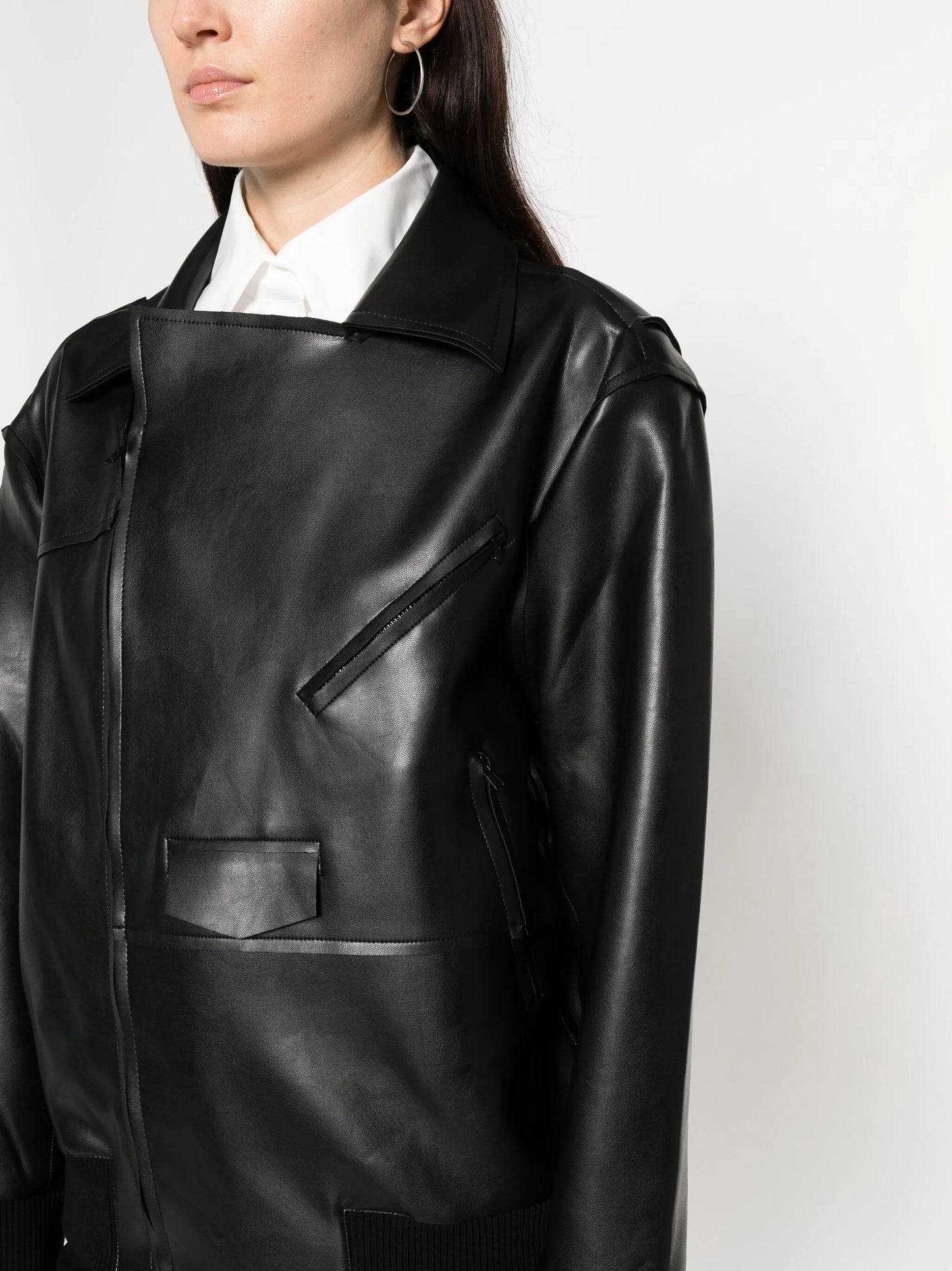 faux leather zip-up biker jacket