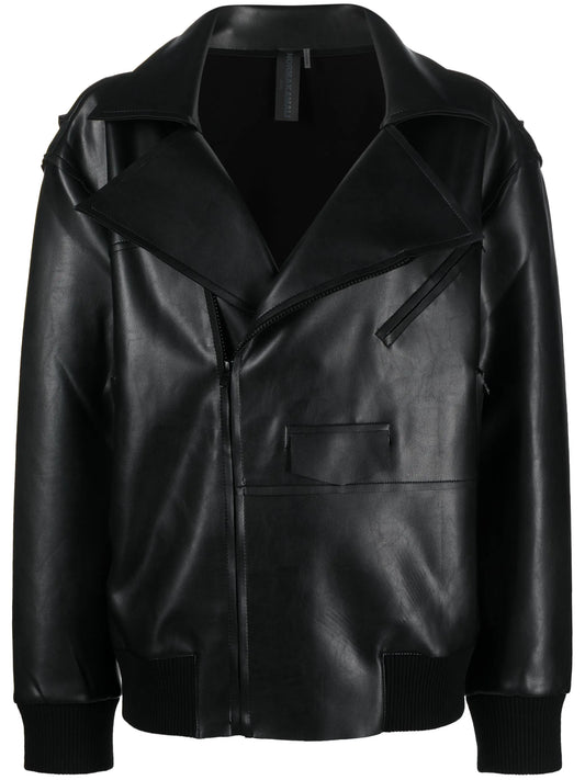 faux leather zip-up biker jacket