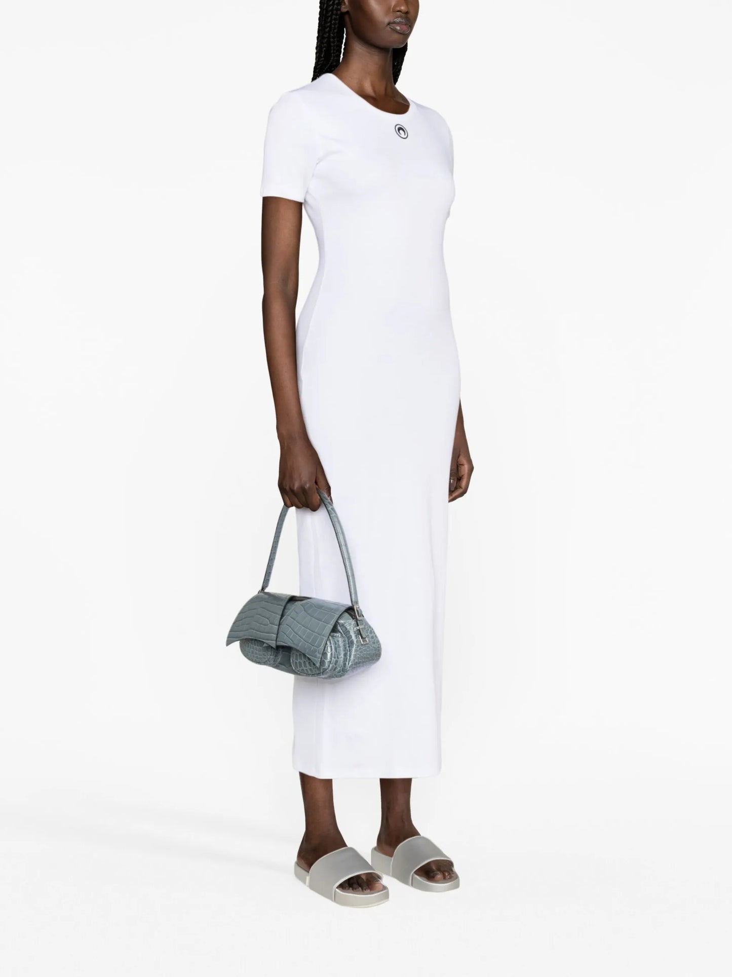 crescent moon-logo midi dress