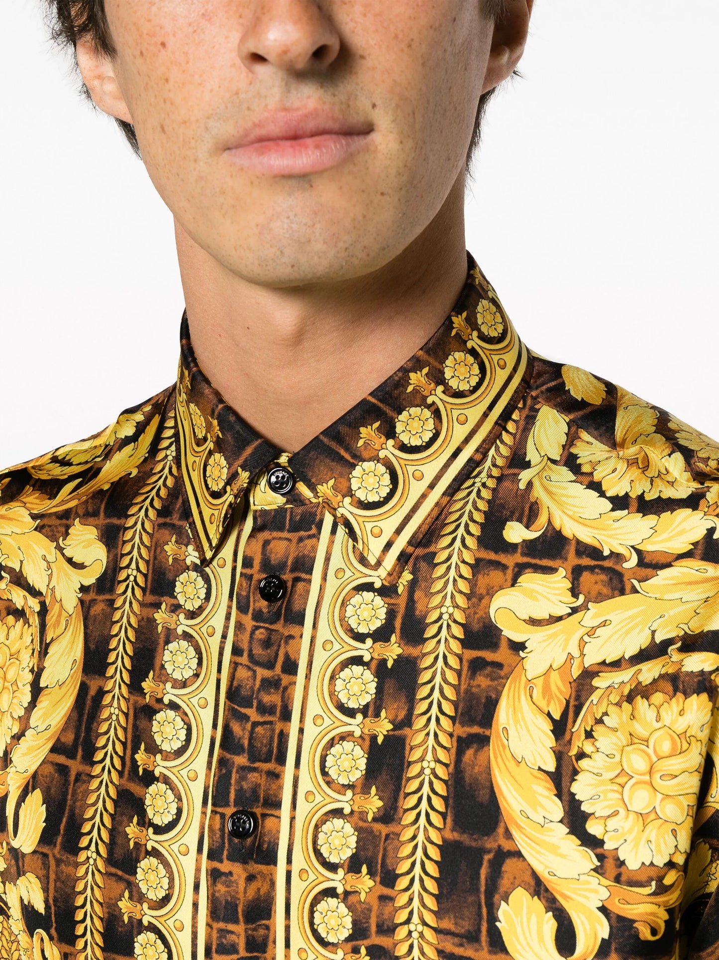 Baroccodile-print silk shirt