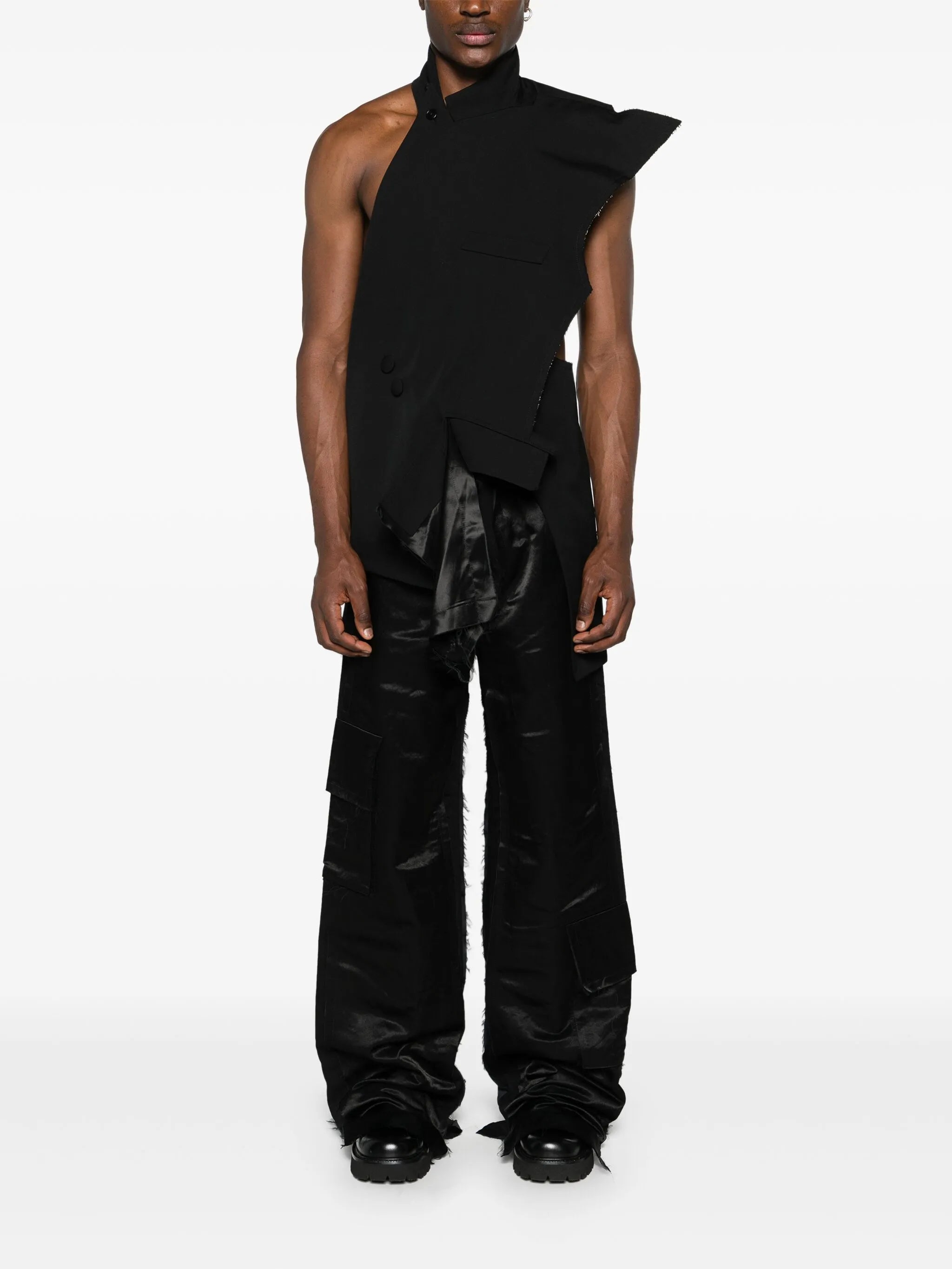 deconstructed cotton cargo trousers